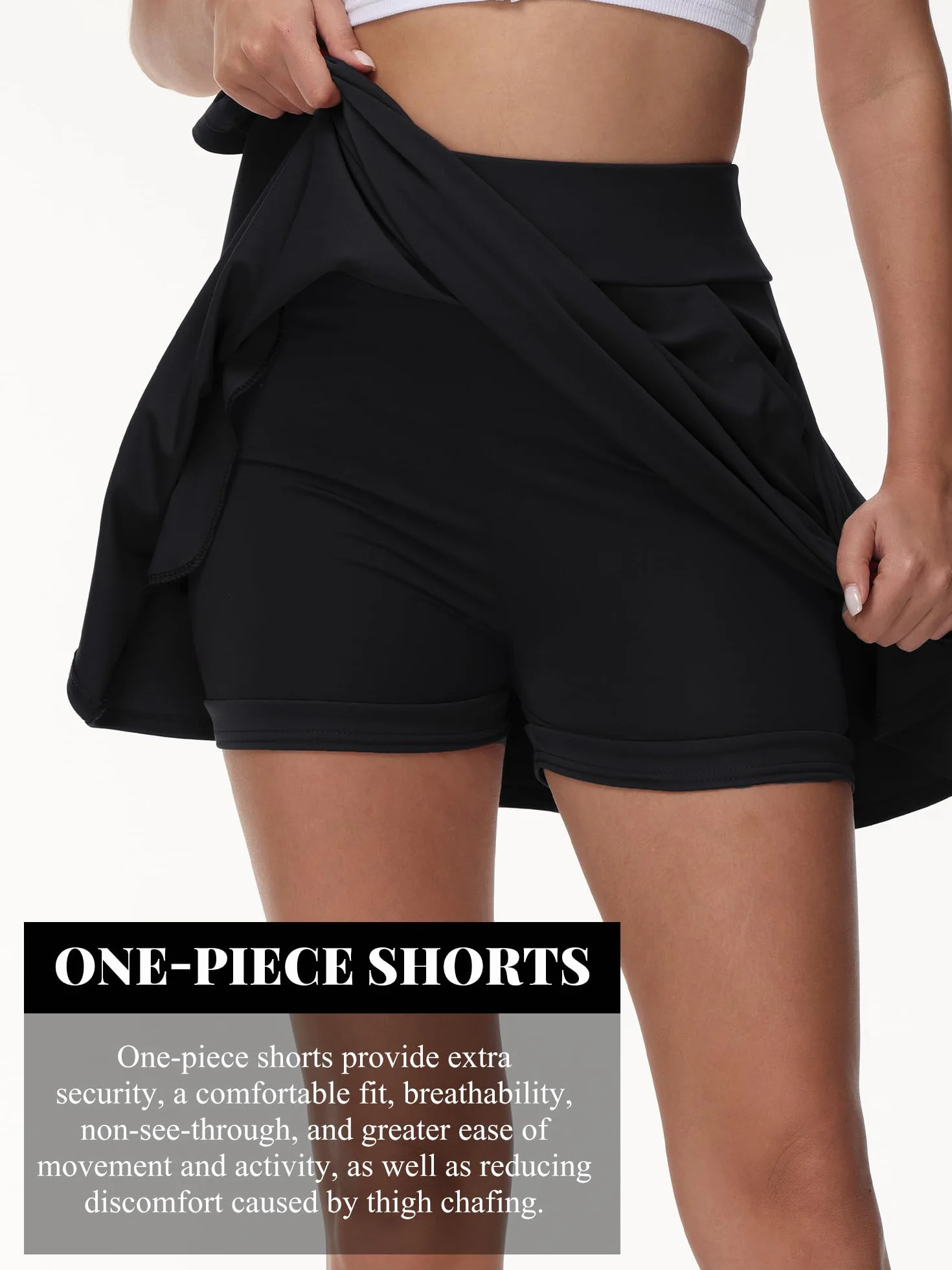 Damen mädchen Basic Rock Schwarzer Damen Mini Skater Rock mit Hose,Taschew vielseitige dehnbaren informell Tennis Rock