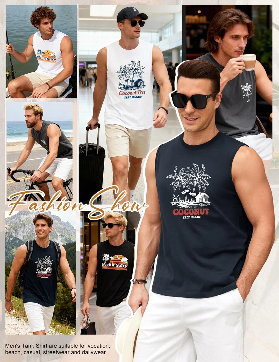 heekpek Tank Top Herren Ärmelloses Unterhemd Sommer Achselshirts Baumwolle Muskelshirts Männer Trägershirt Sport Gym Fitness Beach