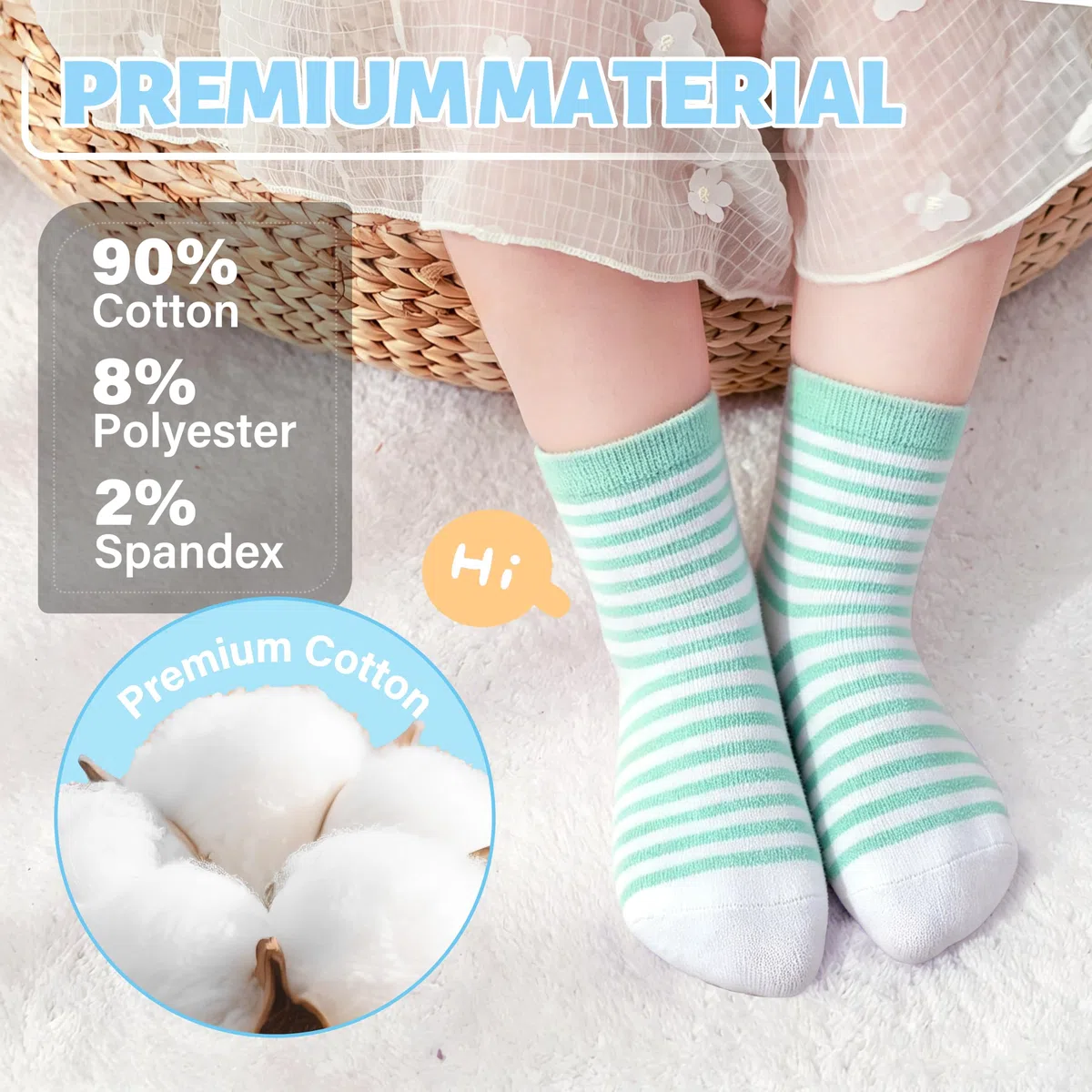 ANTSANG Stoppersocken Kinder Baby Mädchen Socken Anti Rutsch / Rutschfeste Socken Baumwolle Antirutschsocken für Kinder Mädchen Kleinkind 12 Paare