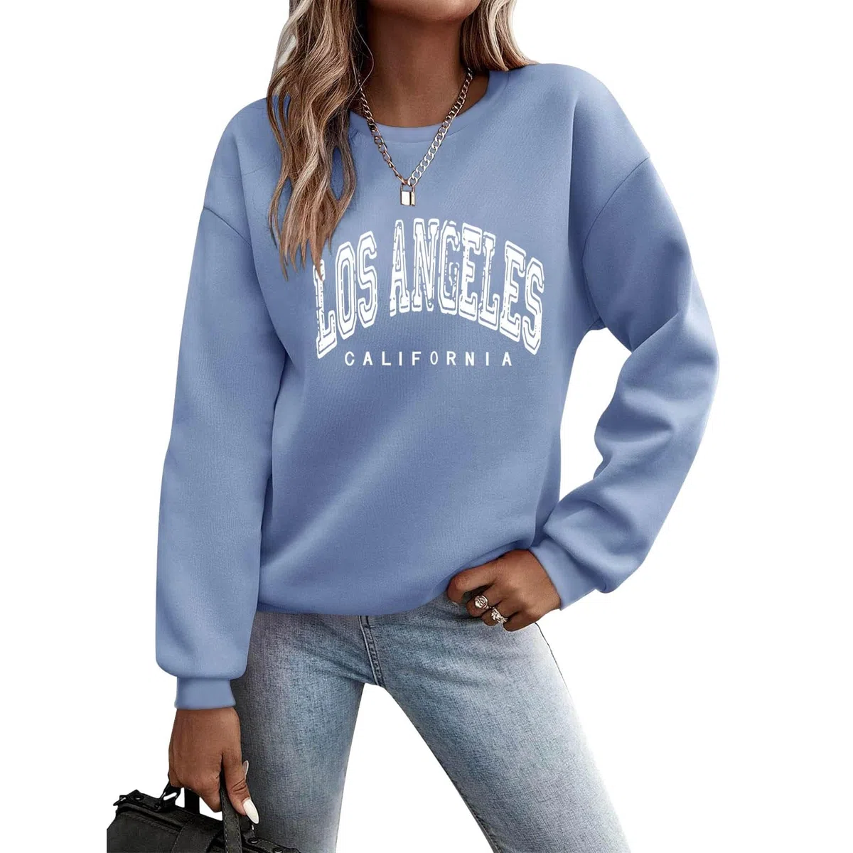 Pullover Damen Sweatshirt Briefe Drucken Elegant Basic Langarmshirt Rundhals Pulli Herbst Winter Frauen Buchstaben Druck Locker Casual Oberteil Sport Streetwear Sweatshirts ohne Kapuze Bluse Tops