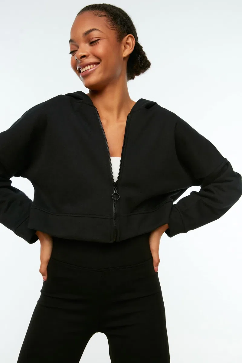 TRENDYOL Damen Trendyol Hooded Crop Gestrickt Singard Sweatshirt Hooded Sweatshirt (1er Pack)