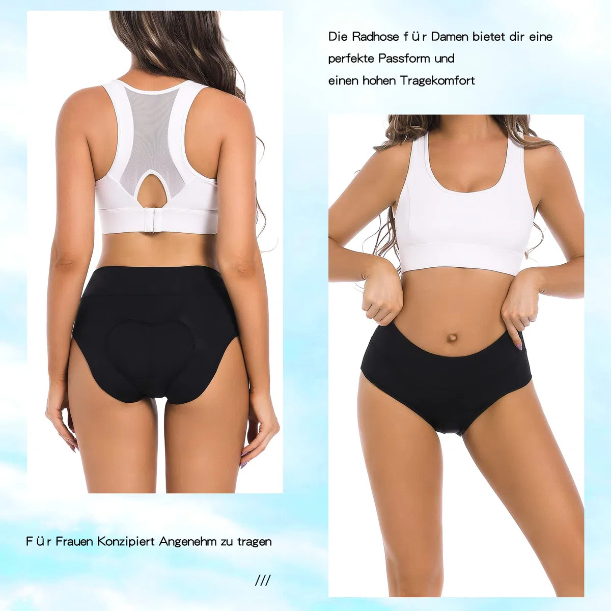 Leeboom Radunterhose Damen Gepolstert Atmungsaktive Fahrradunterhose Damen Schnell Trocknenden Radsport Unterhose Elastische mit 3D Gel Sitzpolster