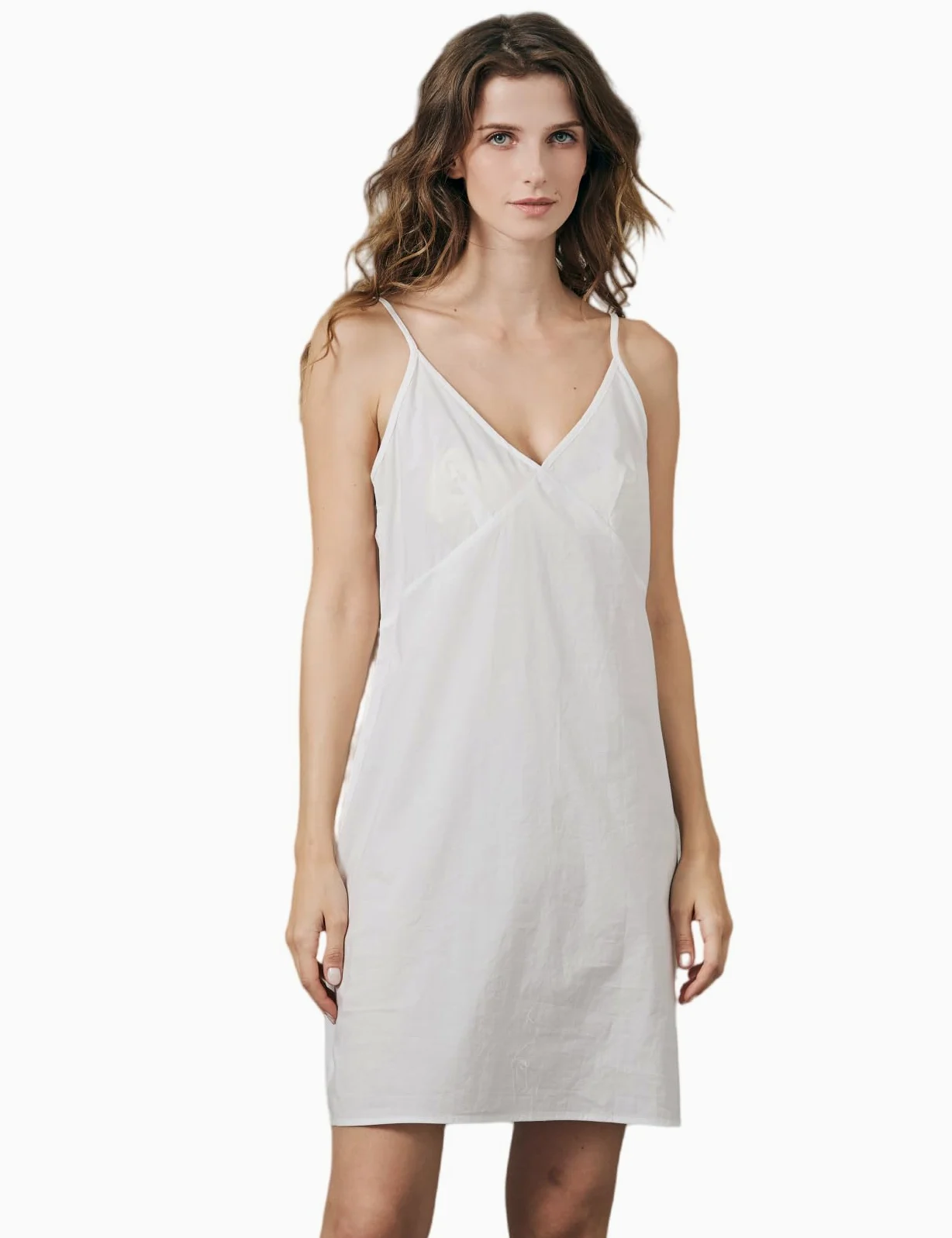 BEAUTELICATE Unterkleid Damen Kurz Baumwolle mit Trägern V-Ausschnitt Unterröcke Unterkleid Mini mit BH-Form Antistatisch Sexy Lingerie Nachthemd Sleepwear Sommer