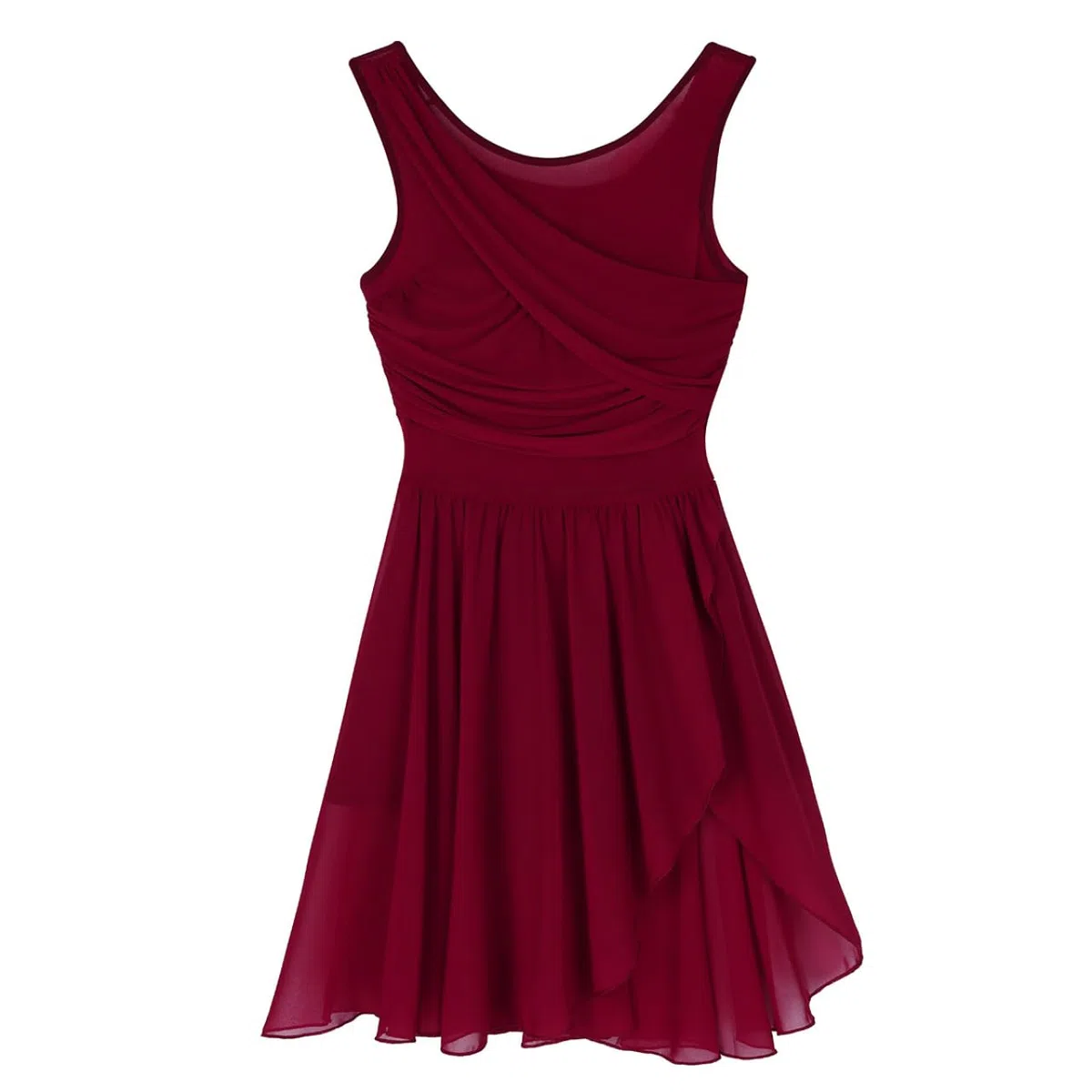 Jugaoge Damen Tanzkleid mit Plissee Ärmellos Ballettkleid Lyrisches Kleid Unregelmäßig Tutu Rock Slip Latein Tango Samba Salsa Bekleidung