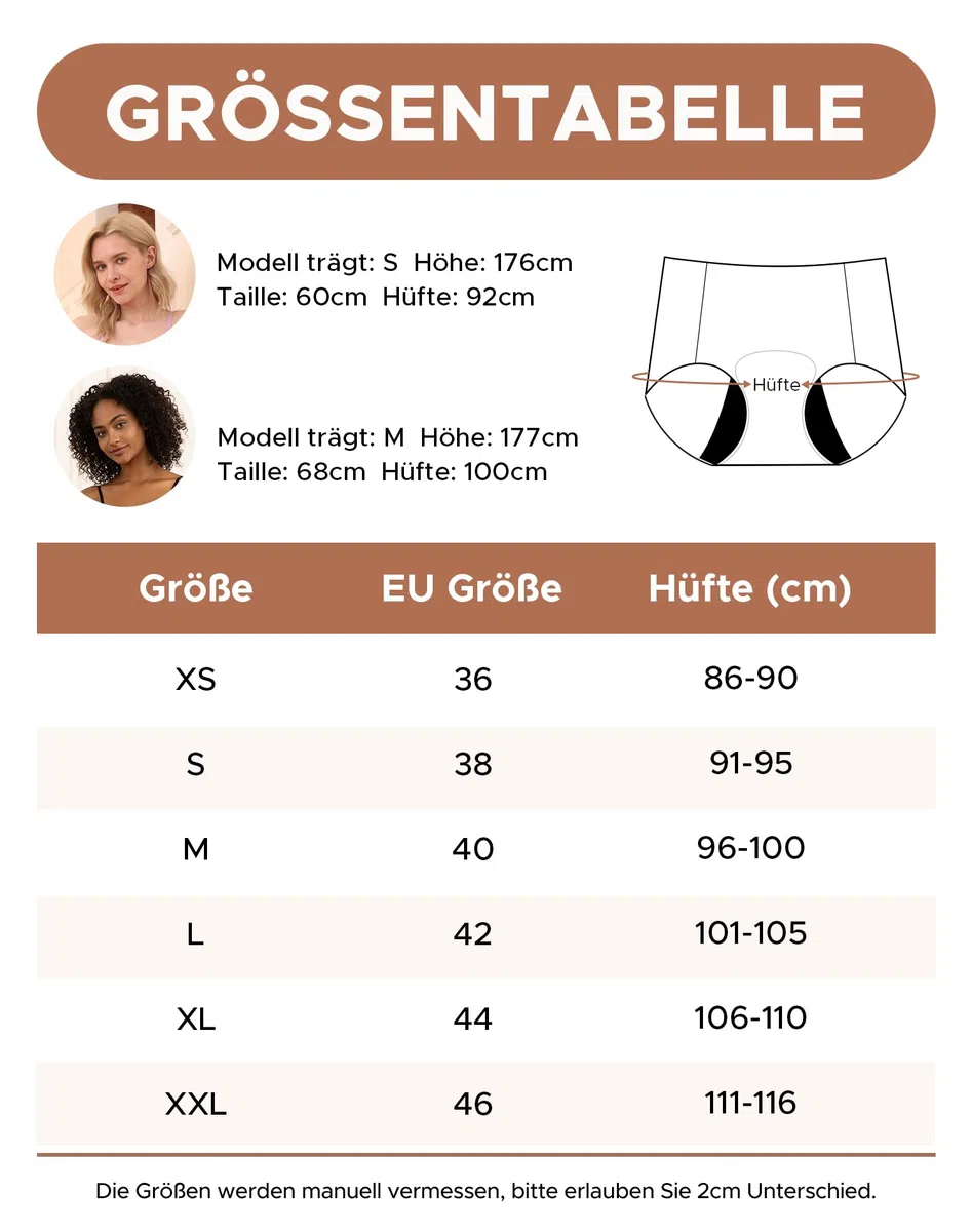 INNERSY Periodenunterschwäsche Leichte Blutung Nahtlos Hohe Taille Microfaser Periodenslip 3er Pack
