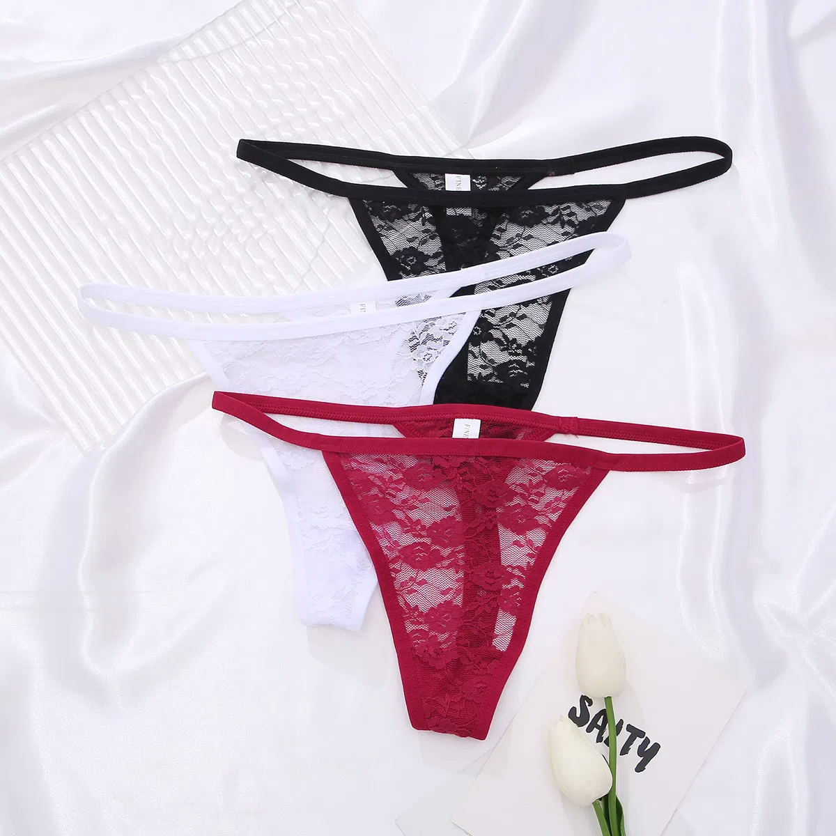 FINETOO 10er Pack Spitze Strings Tangas Damen Set Unterhosen Sexy Unterwäsche Frau Lingerie Sexy Thongs for Women Dessous Mehrpack S-XL