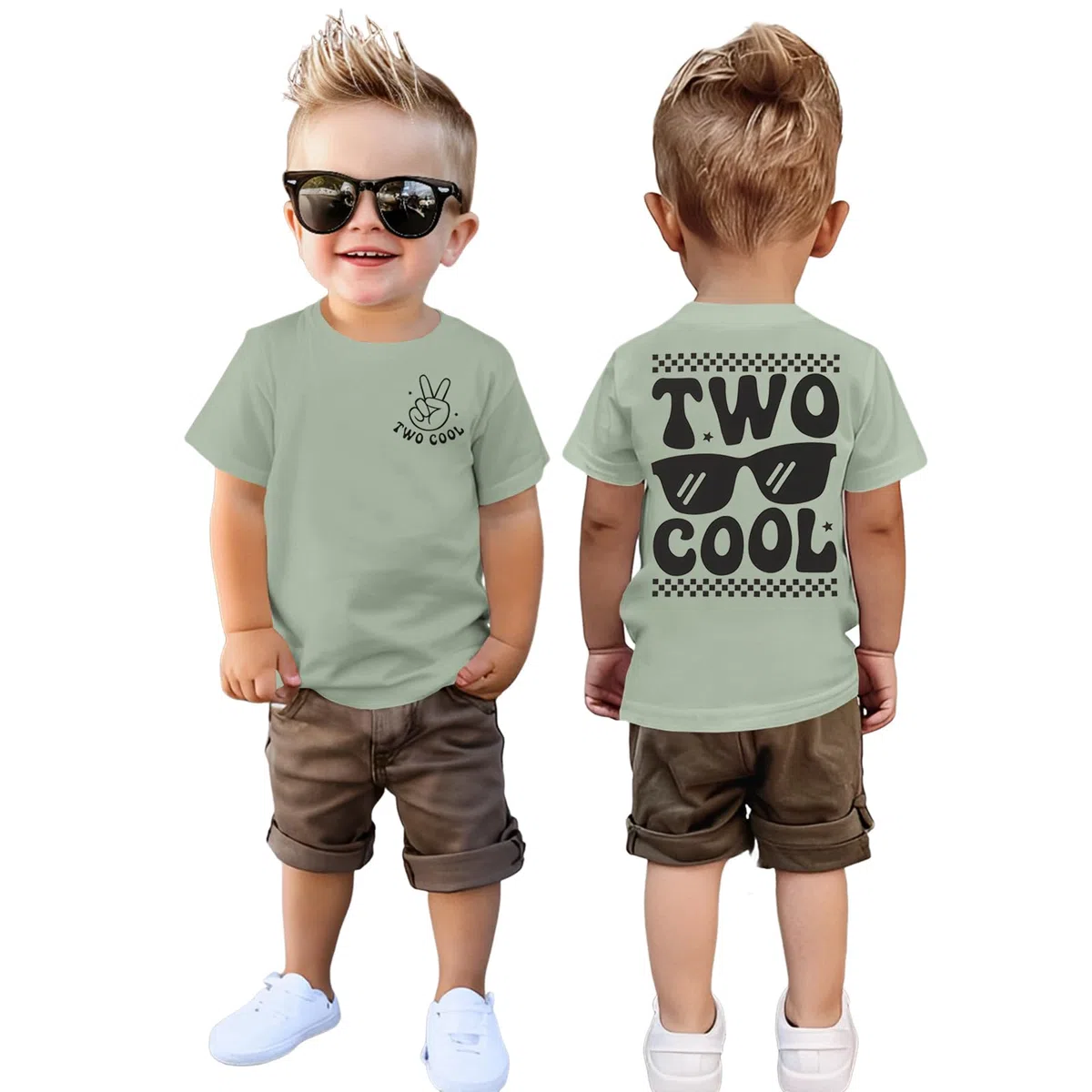 2. Geburtstag Junge T-Shirt Two COOL Tshirt für Kleinkinder mit Buchstaben Drucker Zweiter Geburtstags Shirt Sommer Kurzarm Kleinkind Announcement Outfit Baumwolle Babyshirt