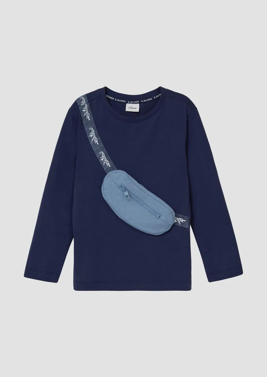 Jersey-Longsleeve mit aufgesetzter Reißverschlusstasche tiefblau 140