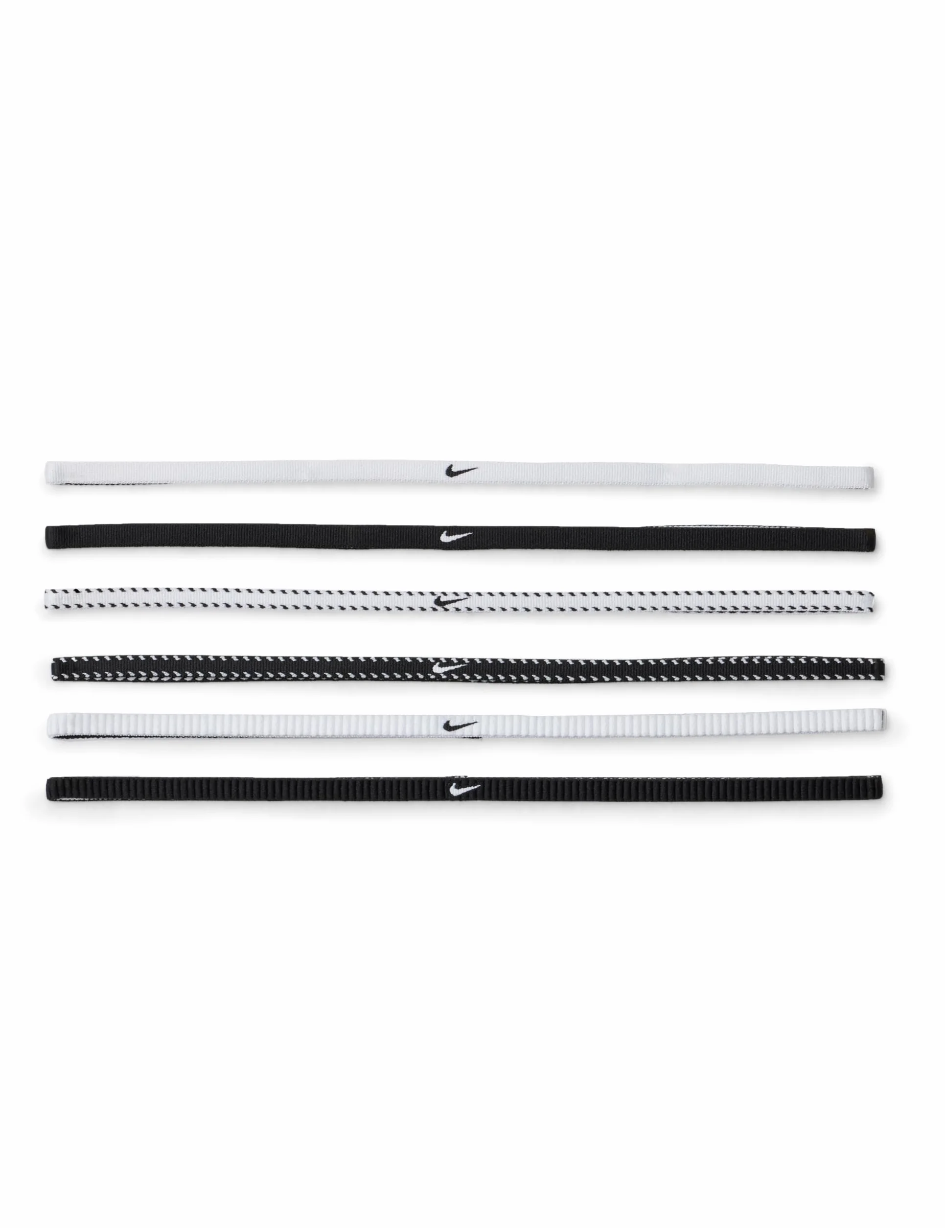 Nike Herren Flex Classic Slim Headbands 6er Pack Stirnbänder Running Fitness Training Sport Haarband Set schmal, White/Black/White, One Size