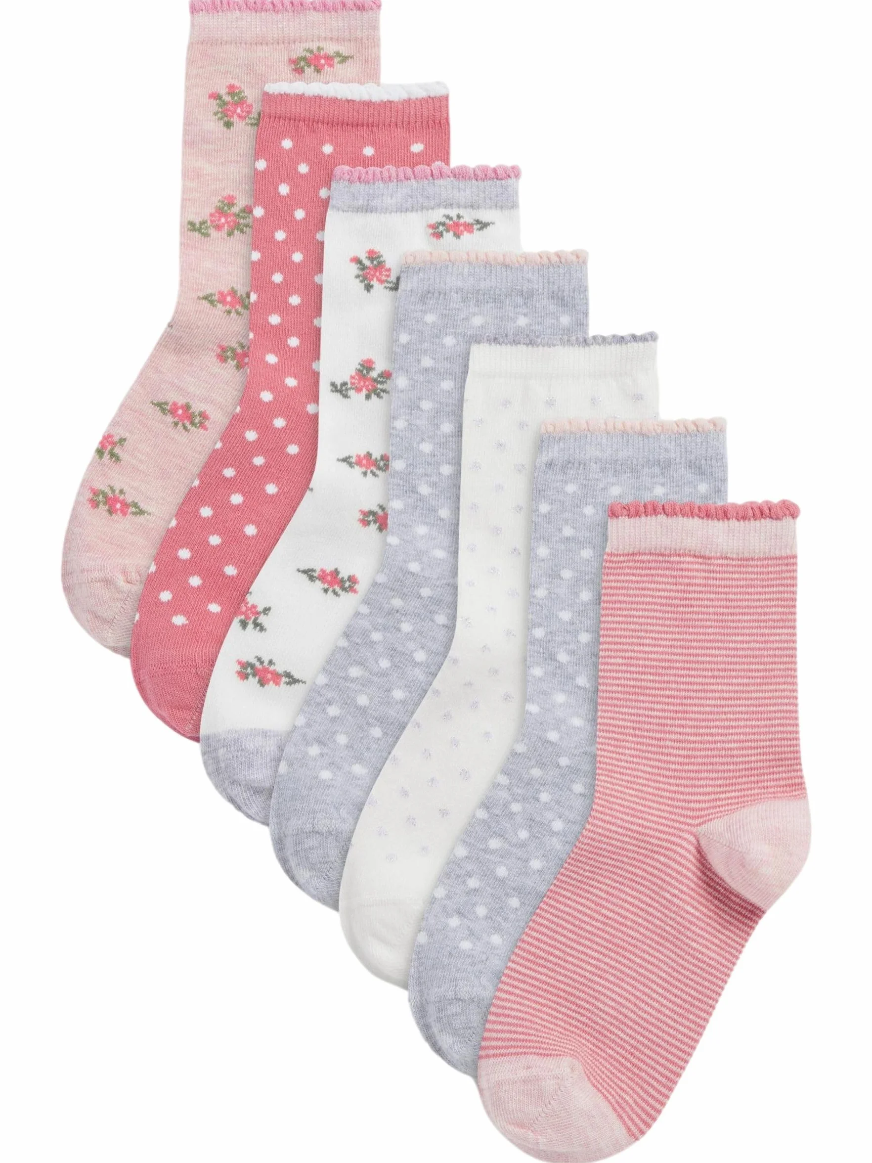 NEXT Mädchen Socken mit hohem Baumwollanteil im Multipack Rosa 23-25.5