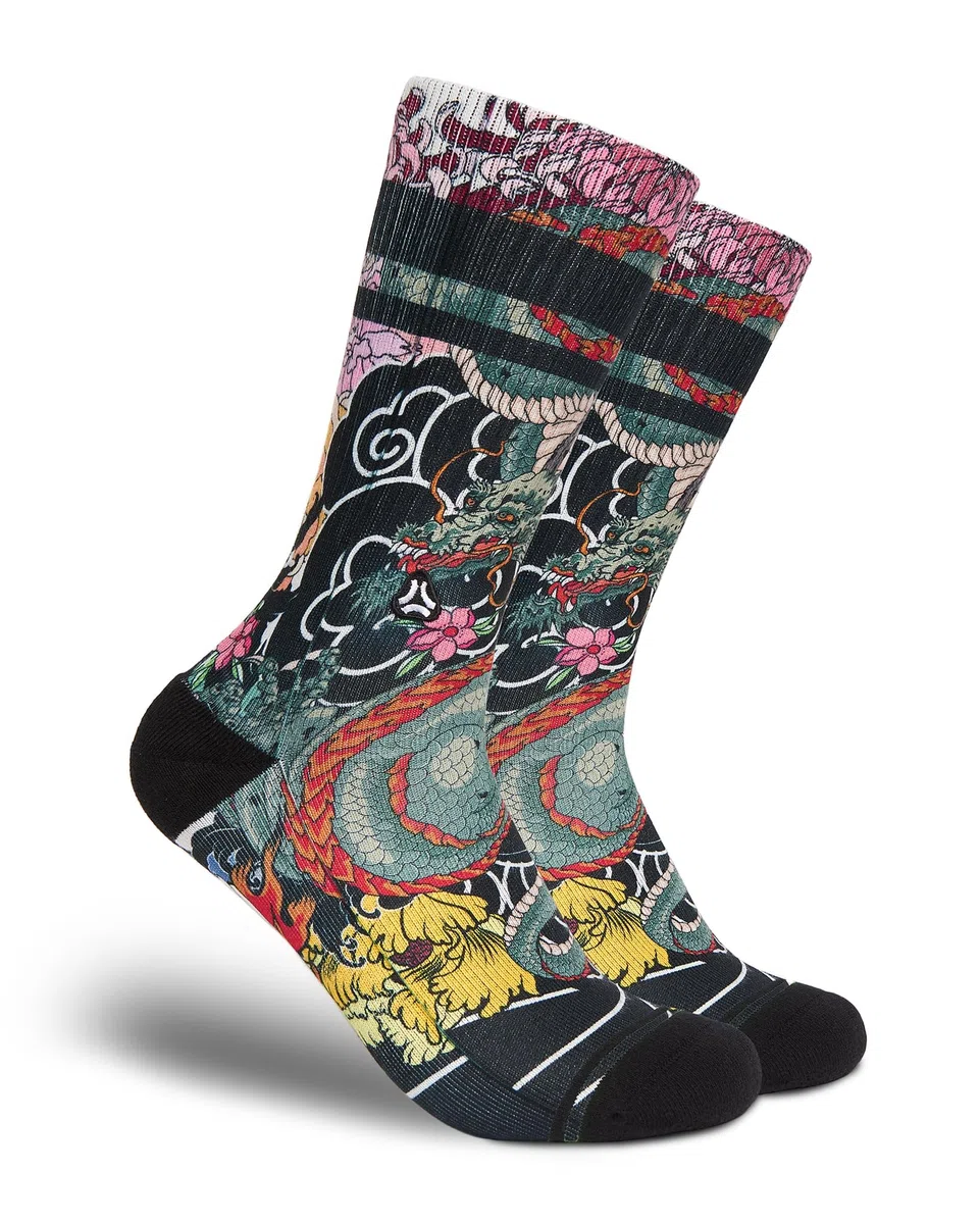 FLINCK Irezumi Sportsocken – Nahtlos & Atmungsaktiv | Für Fitness & Radfahren | Unisex | 1 Paar