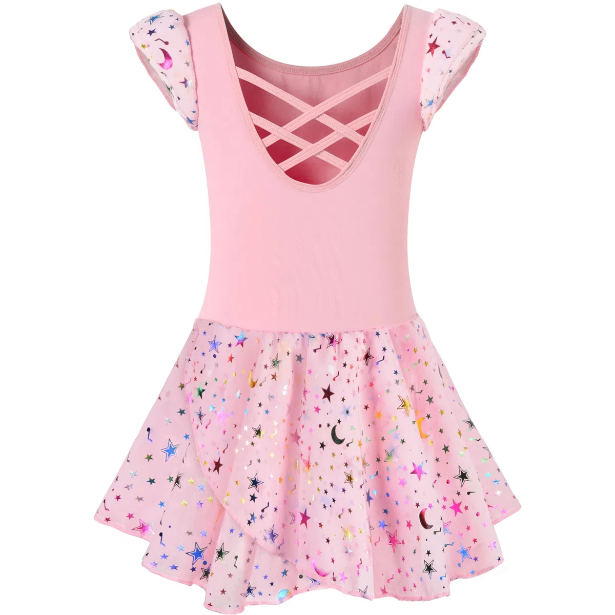 Mädchen Ballet-Leotard Tanz-Tutu-Rock Kleinkind-Tanzoutfit Trainingskleid Kreuzriemen Rücken glänzende Perlen