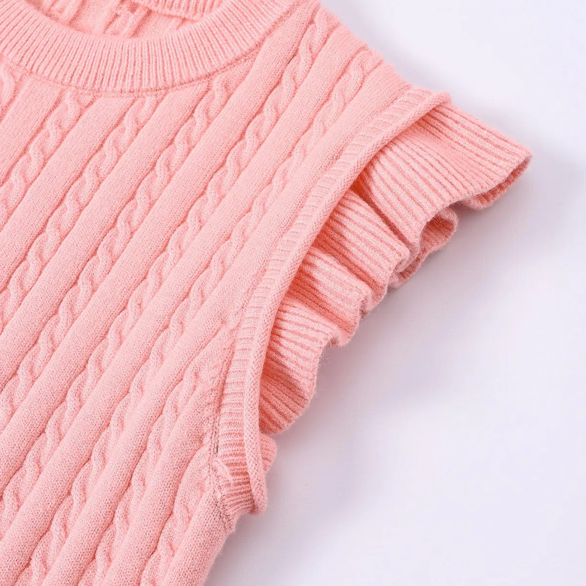 2025 - Kleinkind-Jungen/Mädchen, Rüschenweste, Pullover, ärmellos, warm, Strickwaren, Tops, warmer Ganzkörperanzug für Babys