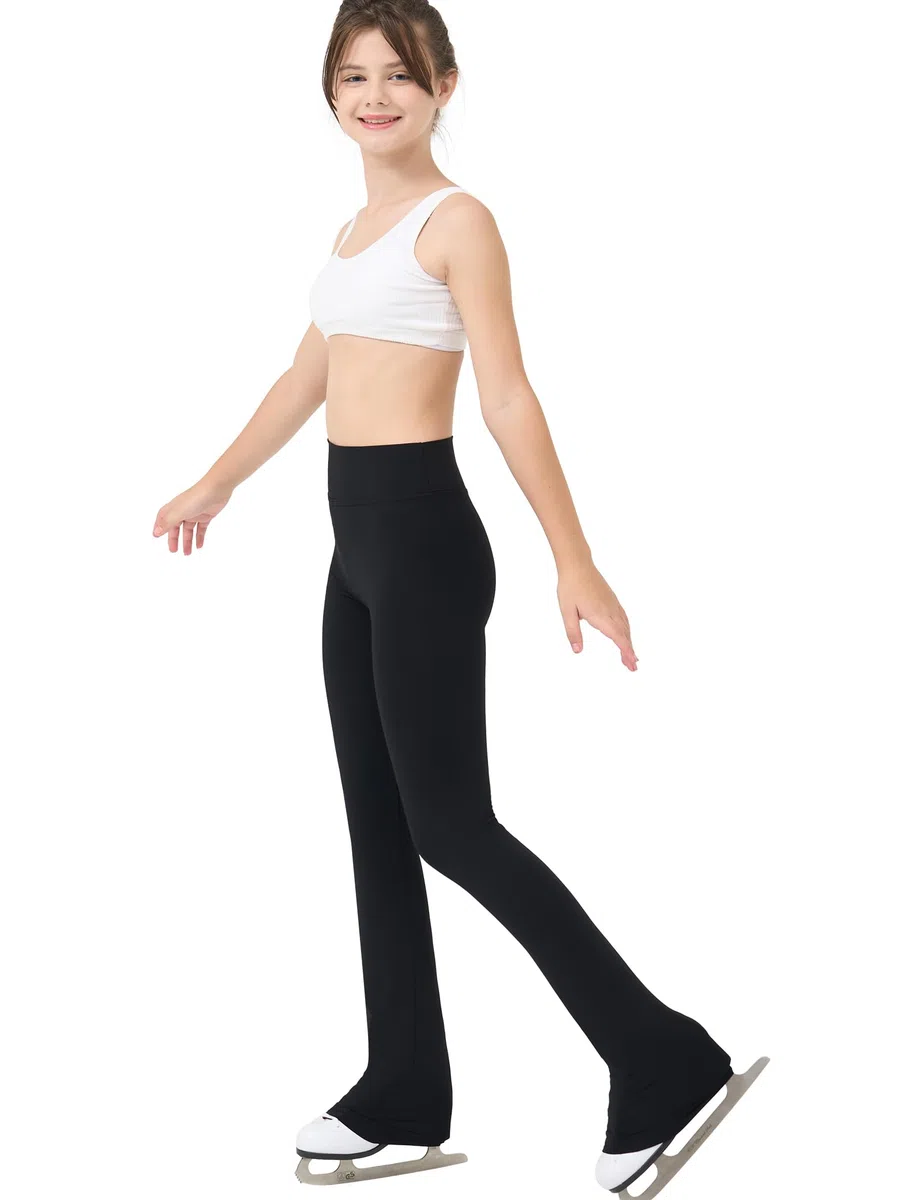 Mädchen Eiskunstlauf Leggings Hohe Taille Stretch Praxis Skaten Kinder Teen Training