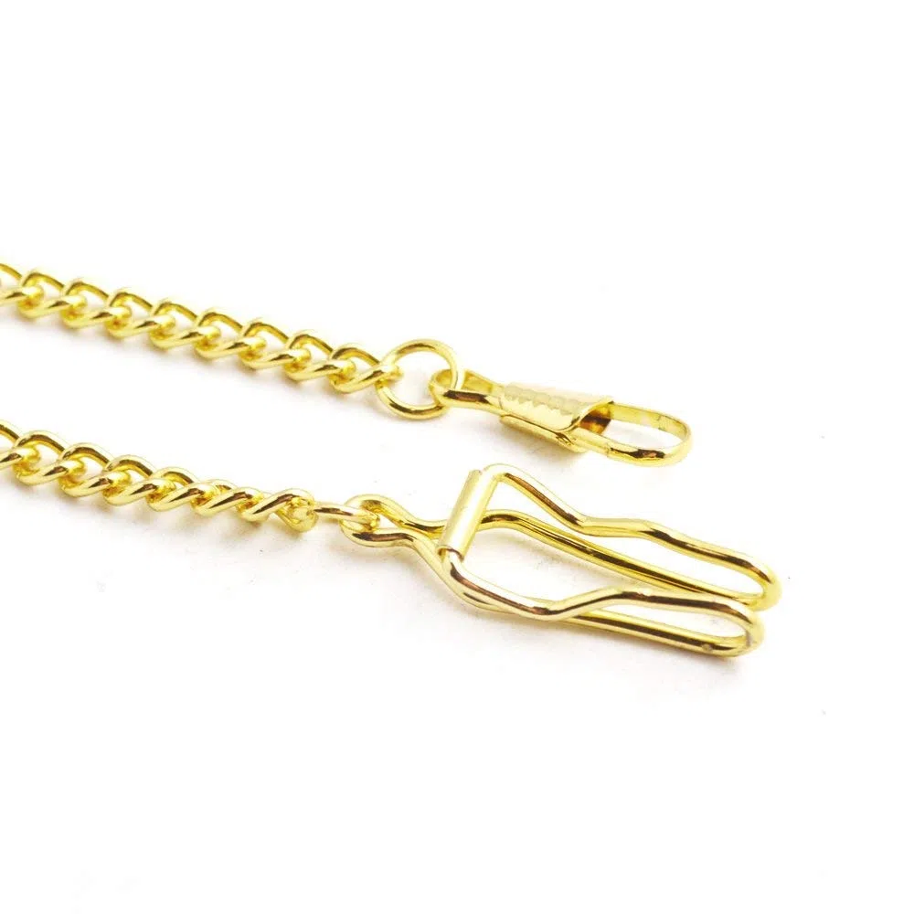 BOSHIYA Taschenuhr Kette 14 inch T Bar Albert Westenkette mit Karabiner Überzug Cowboy Kette für Herren Silber/Gold