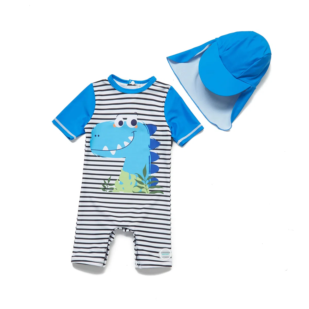 BONVERANO Baby Junge EIN stück Kurzärmel-Kleidung UV-Schutz 50+ Badeanzug MIT Einem Reißverschluss (Dinosaurier, 18-24)