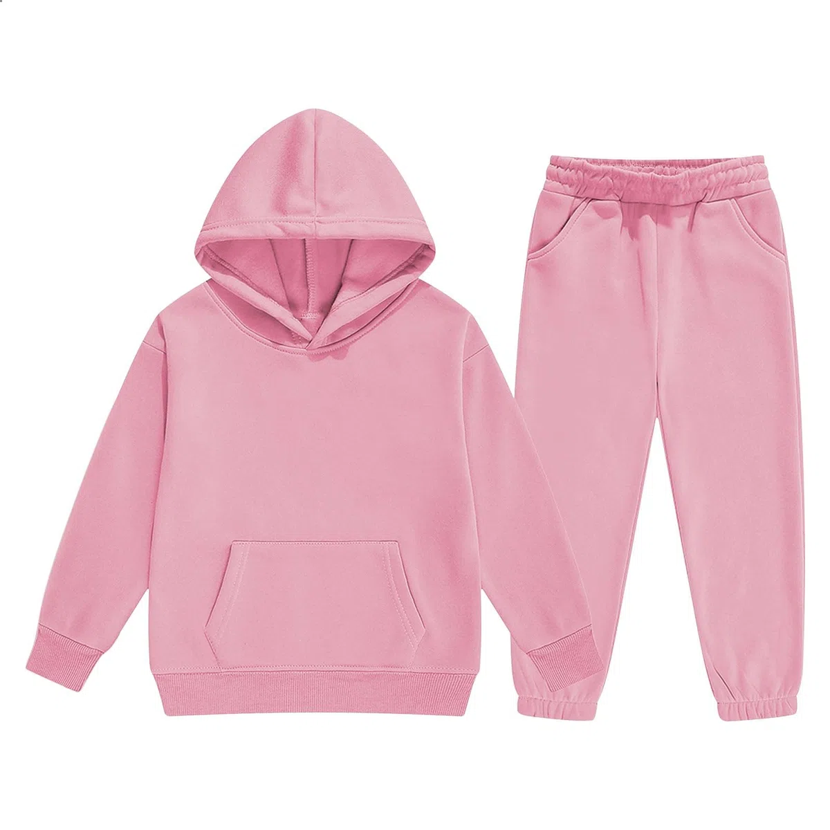 Jogginganzug Mädchen Jungen 2 Teilige Sportbekleidung Sportlich Rippensaum Hoodie Jogginghose Outfit Einfarbige Warme Trainingsanzug Sportanzug Sets Schule Freizeitanzug Bekleidungssets