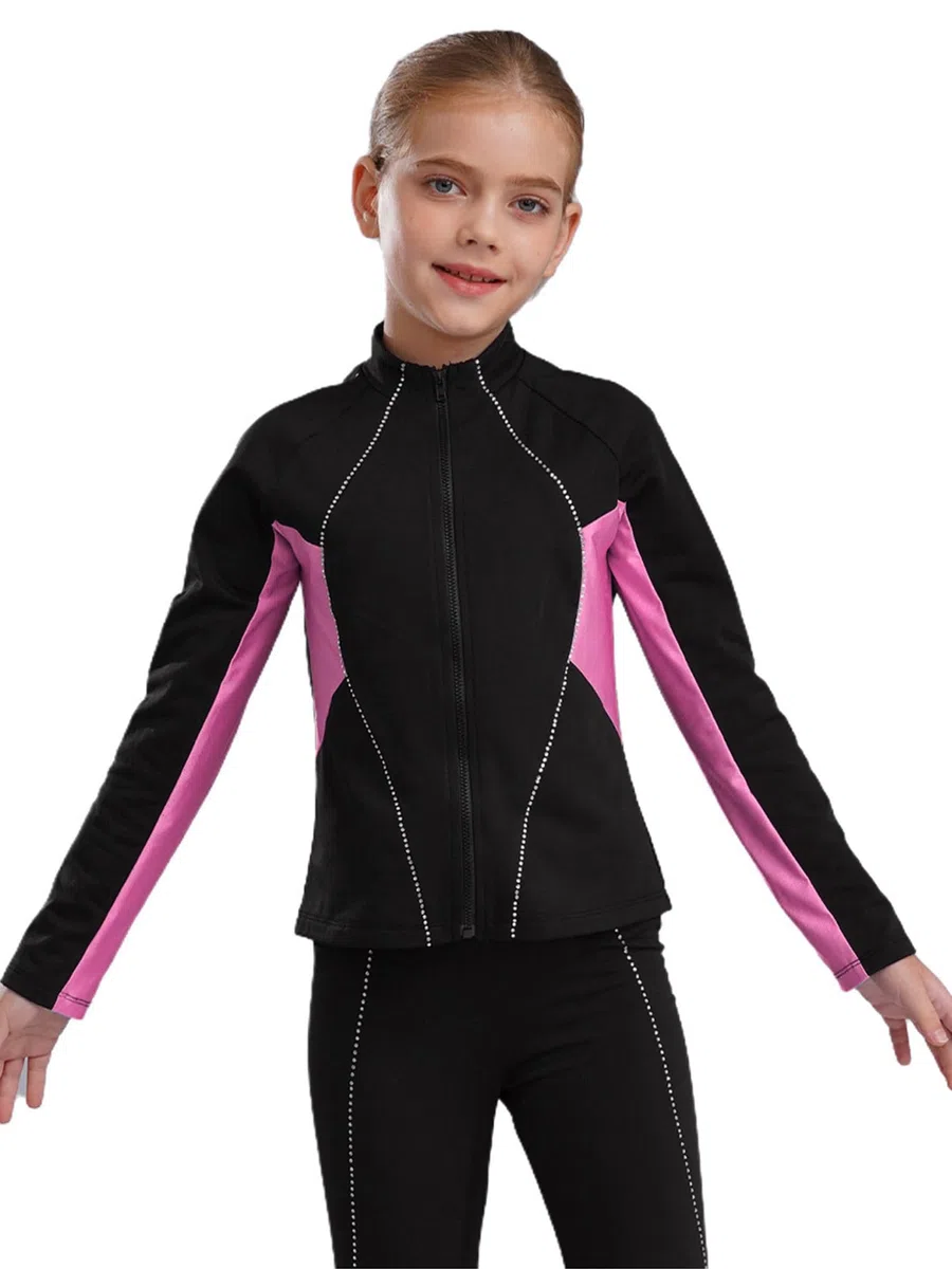 Kaerm Eislaufen Outfit Kinder Mädchen Thermo Trainingsanzug Langarm Sportjacke Mit Patchwork Gymnastikhose 2tlg Dancewear