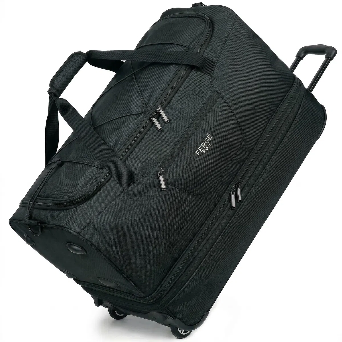 FERGÉ XL große Reisetasche mit Rollen erweiterbar und Schuhfach - Trolley mit Spanngurten Weichgepäck Reisetasche Weekender Paris
