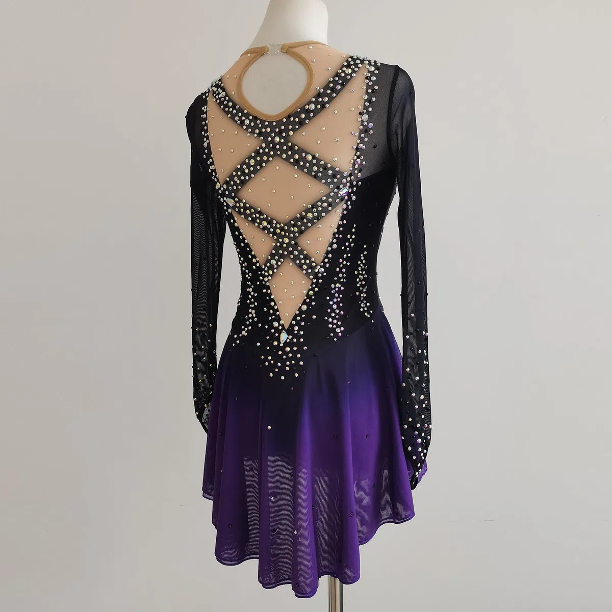 LIUHUO Eiskunstlauf-Kleid für Mädchen Farbverlauf Wettbewerbsleistung