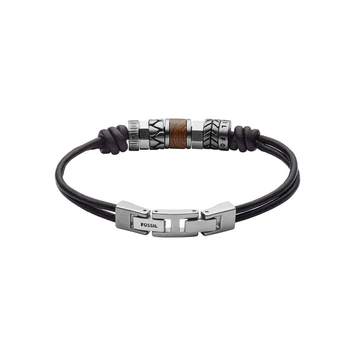 FOSSIL Herrenarmband aus Edelstahl oder Leder mit Faltverschluss