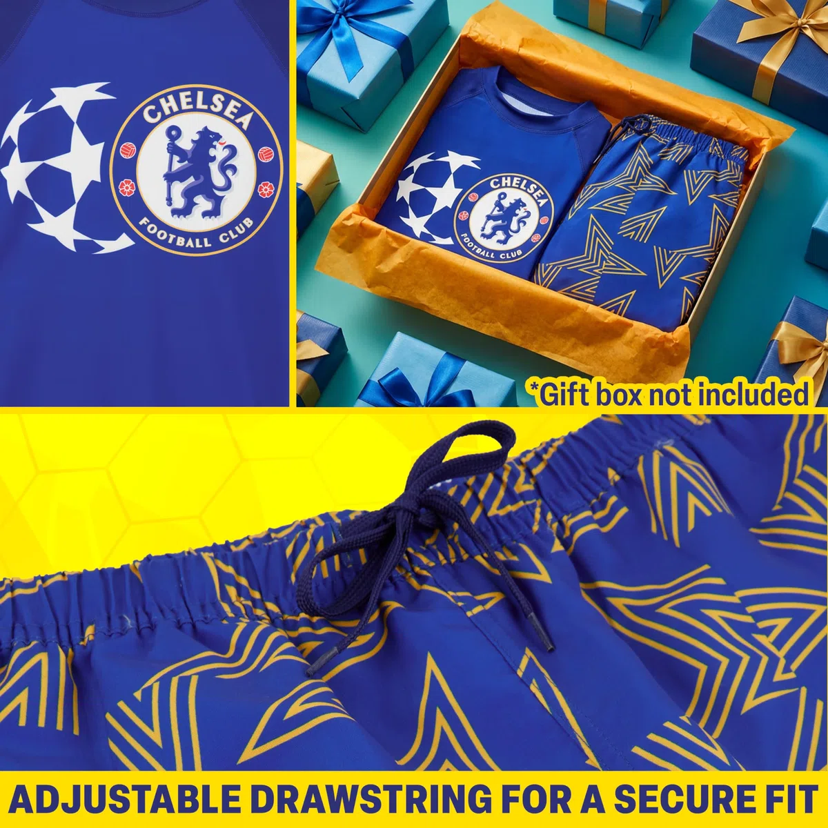 Chelsea FC Badeanzug Set Jungen Teenager 5-14 Jahre, Kurzarm Badehose und Rashguard, UPF 50+ Bademode für Strand Pool Urlaub, Fußball Geschenke