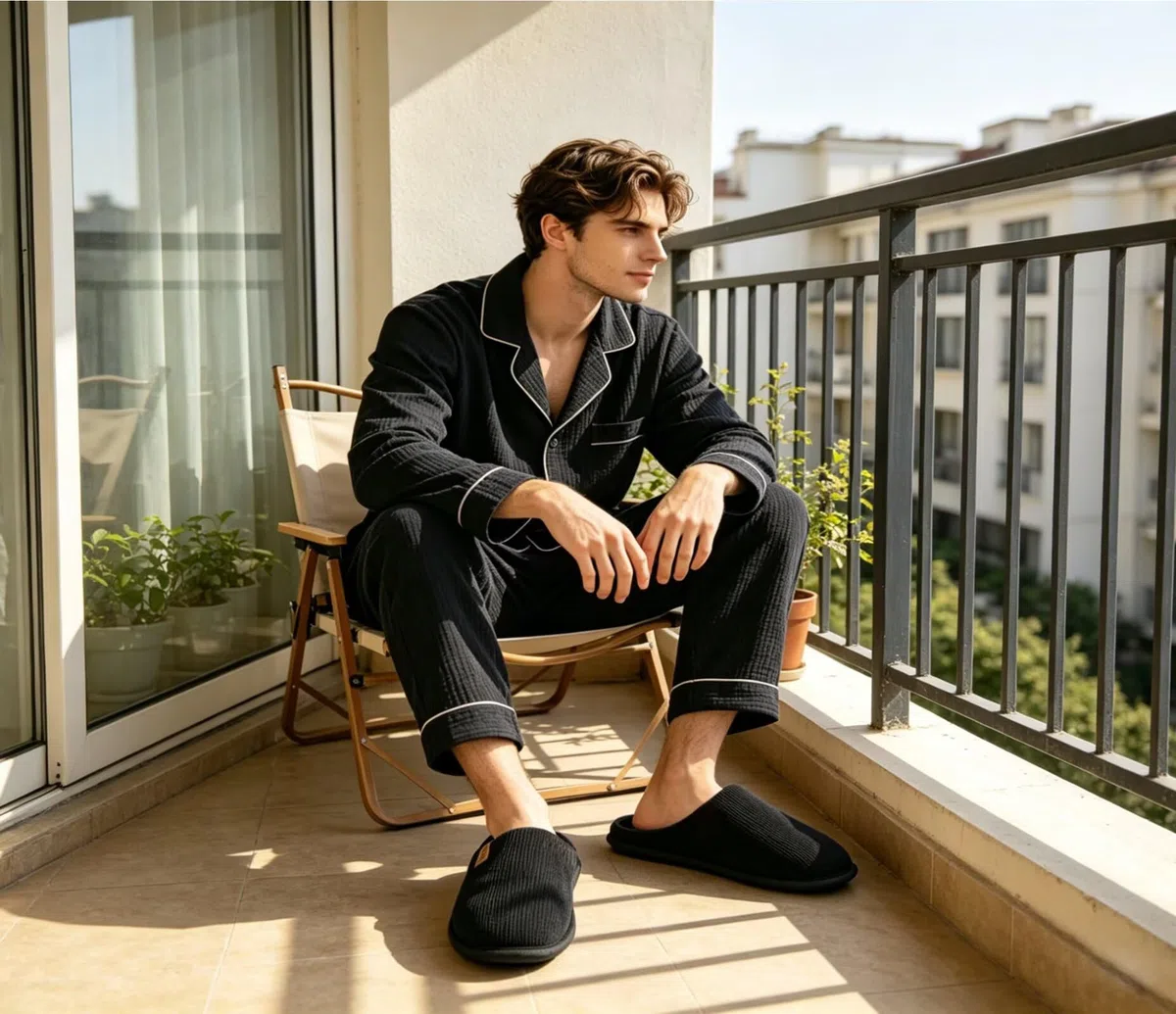 ONCAI Hausschuhe Herren Rückstellschaum Memory Foam Herren Pantoffeln und Mann Haus Schuhe mit Kunstpelz Futter und Indoor Outdoor Gummisohlen EU Größe 40-49