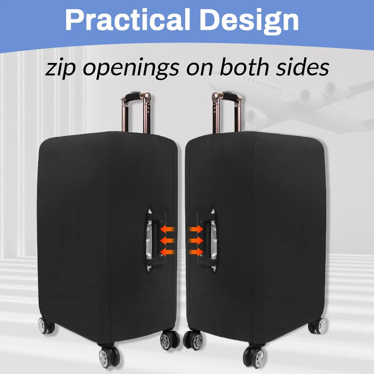 Hiseng Elastisch Kofferhülle, Schwarz Kofferschutzhülle Kofferüberzug, Suitcase Cover Waschbare Kofferschutz mit Reißverschluss, Polyester Luggage Cover Gepäck Cover Reisekoffer-18 bis 32 Zoll