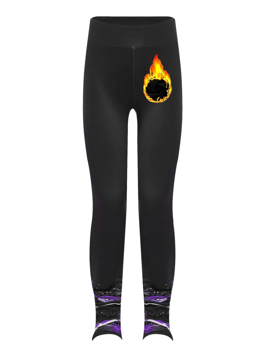 Freebily Kinder Mädchen Eislaufhose Glitzer Strass Eislauf Thermo Leggins Eislaufen Gymnastik Sport Training Hose