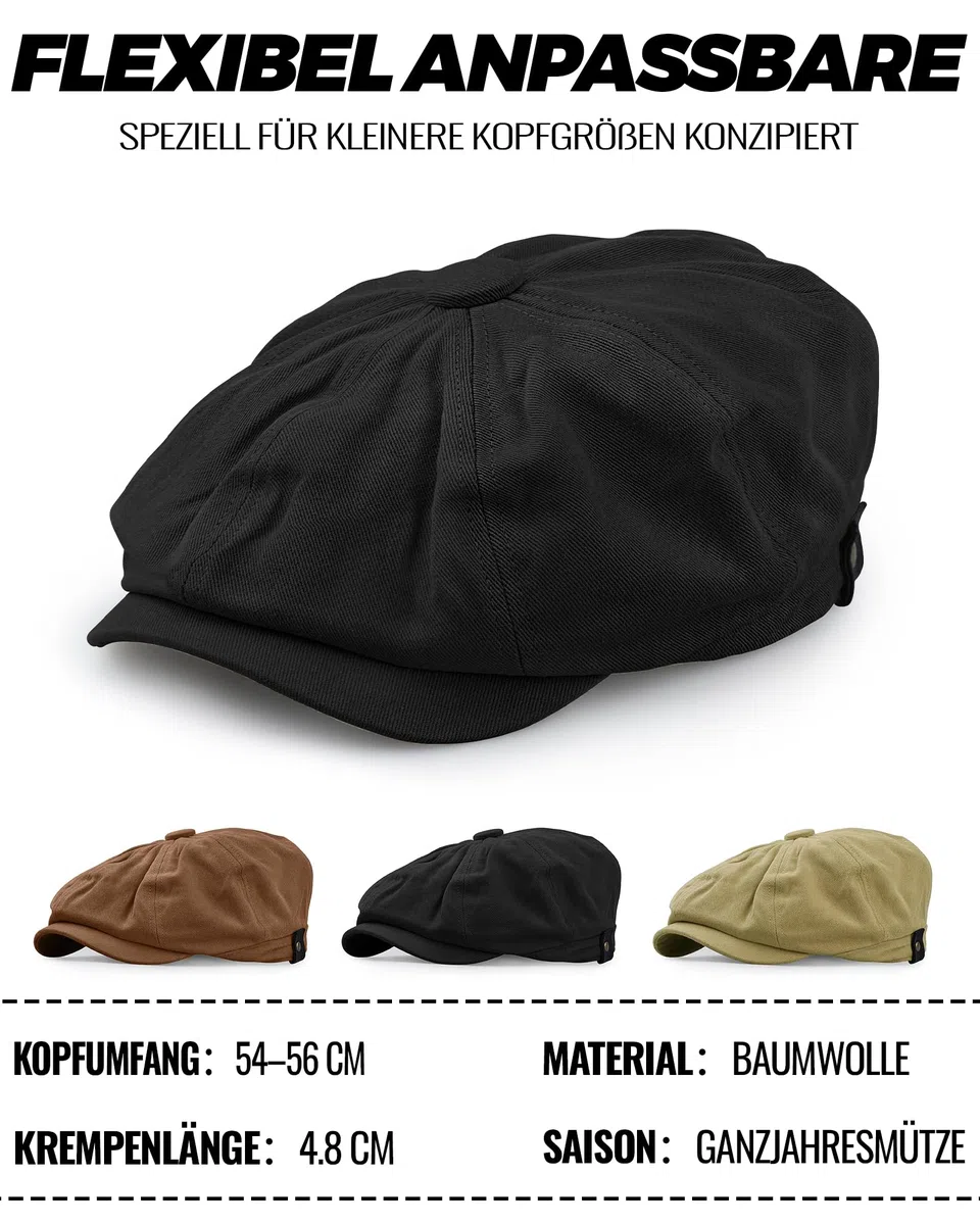 Clakllie Baumwolle Newsboy Cap Sommer Schiebermütze Gatsby Cap Herren Verstellbar Flatcap Vintage Tellermütze Gatsby Cabbie Cap