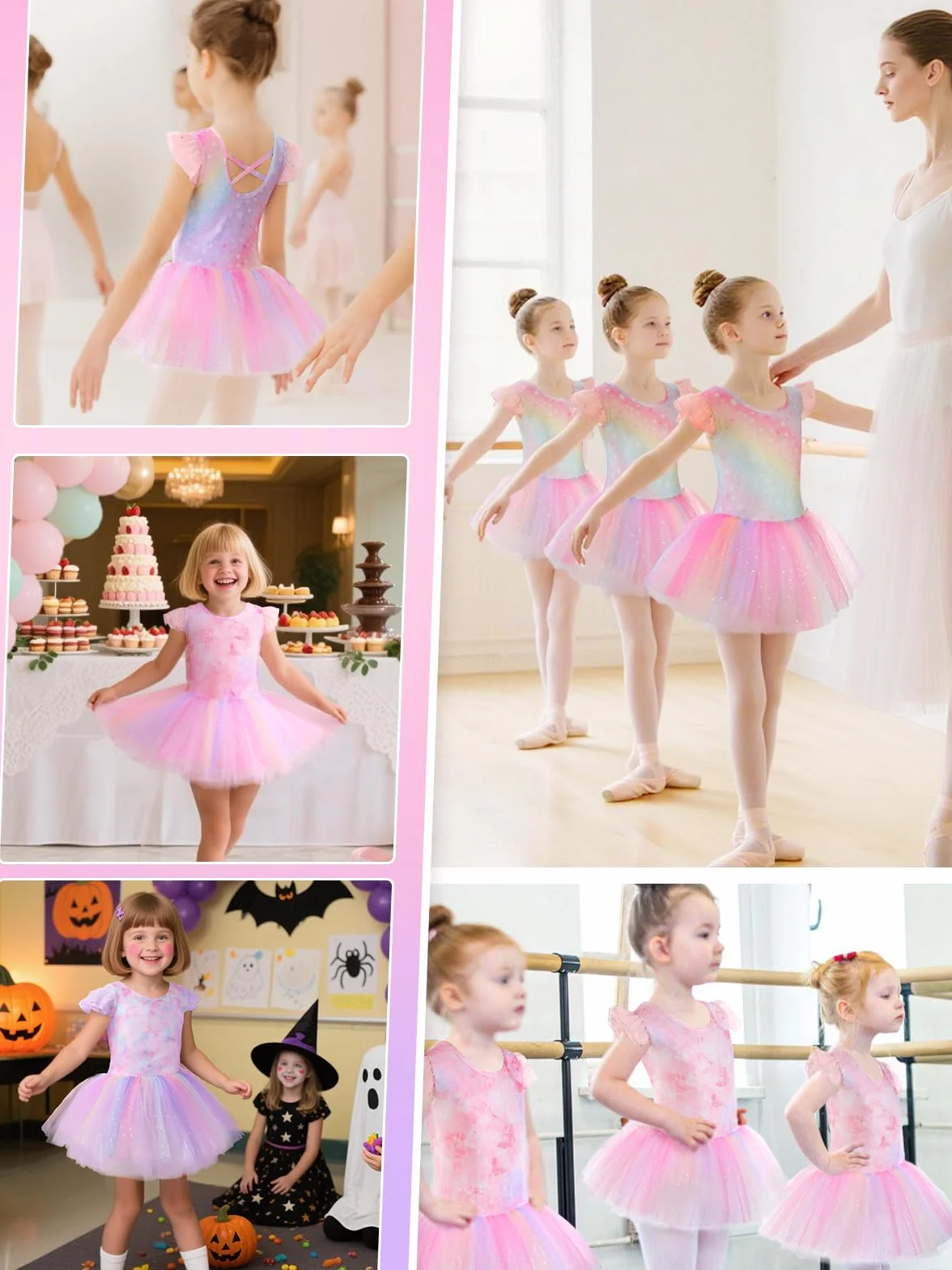 Bezioner Ballettkleid Mädchen Gedruckt Ballettkleidung Funkelnd Tanzkleid Ballettanzug Balletttrikot Kurzarm Tütü Kinder