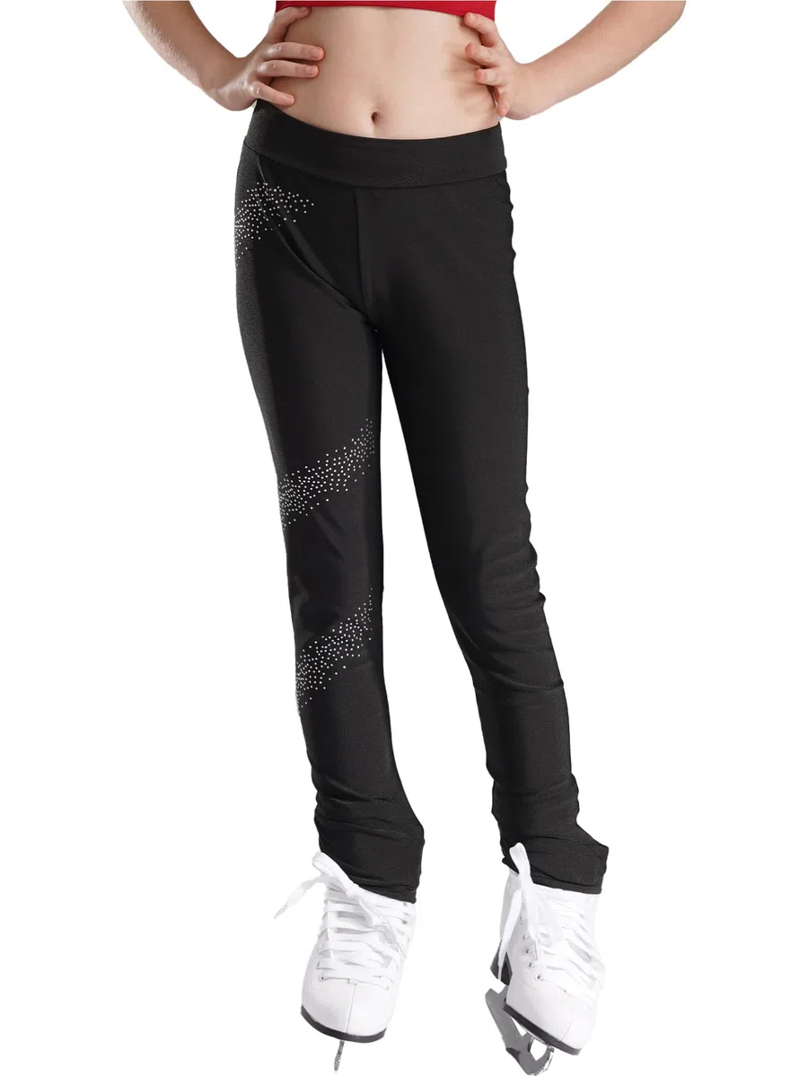 inhzoy Kinder Mädchen Eiskunstlauf Leggings Hose Mit Glitzer Strasse Stretch Sportleggins Turnhose Gymnastik Tanz Strumpfhose