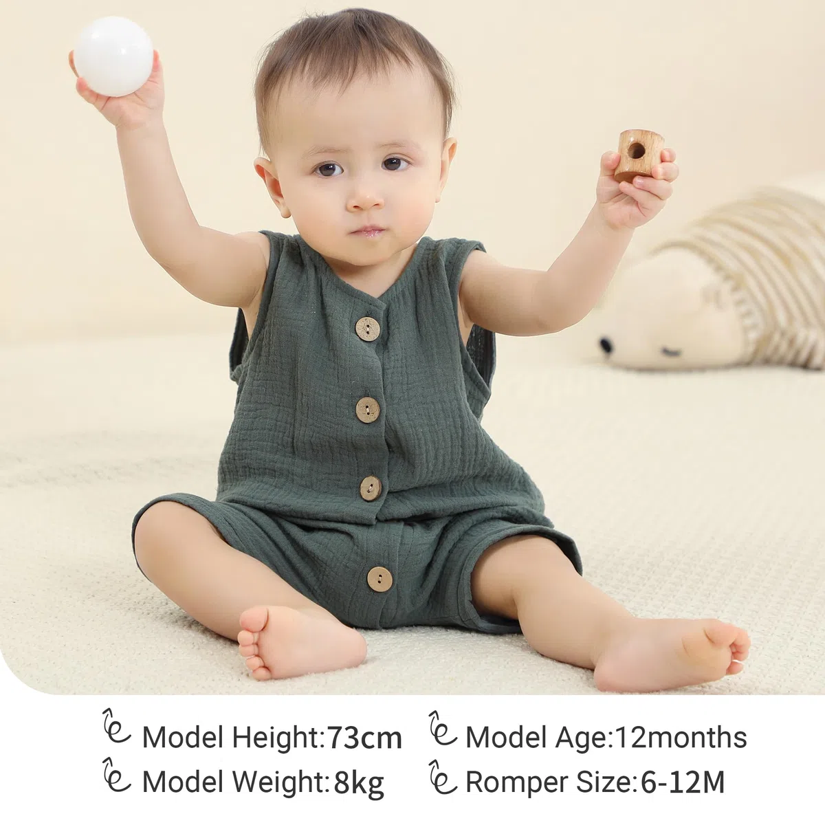 Unisex Neugeborene Jungen Mädchen Baumwolle Ärmelloser Strampler Sommerkleidung Body Outfits, 0-24 Monate