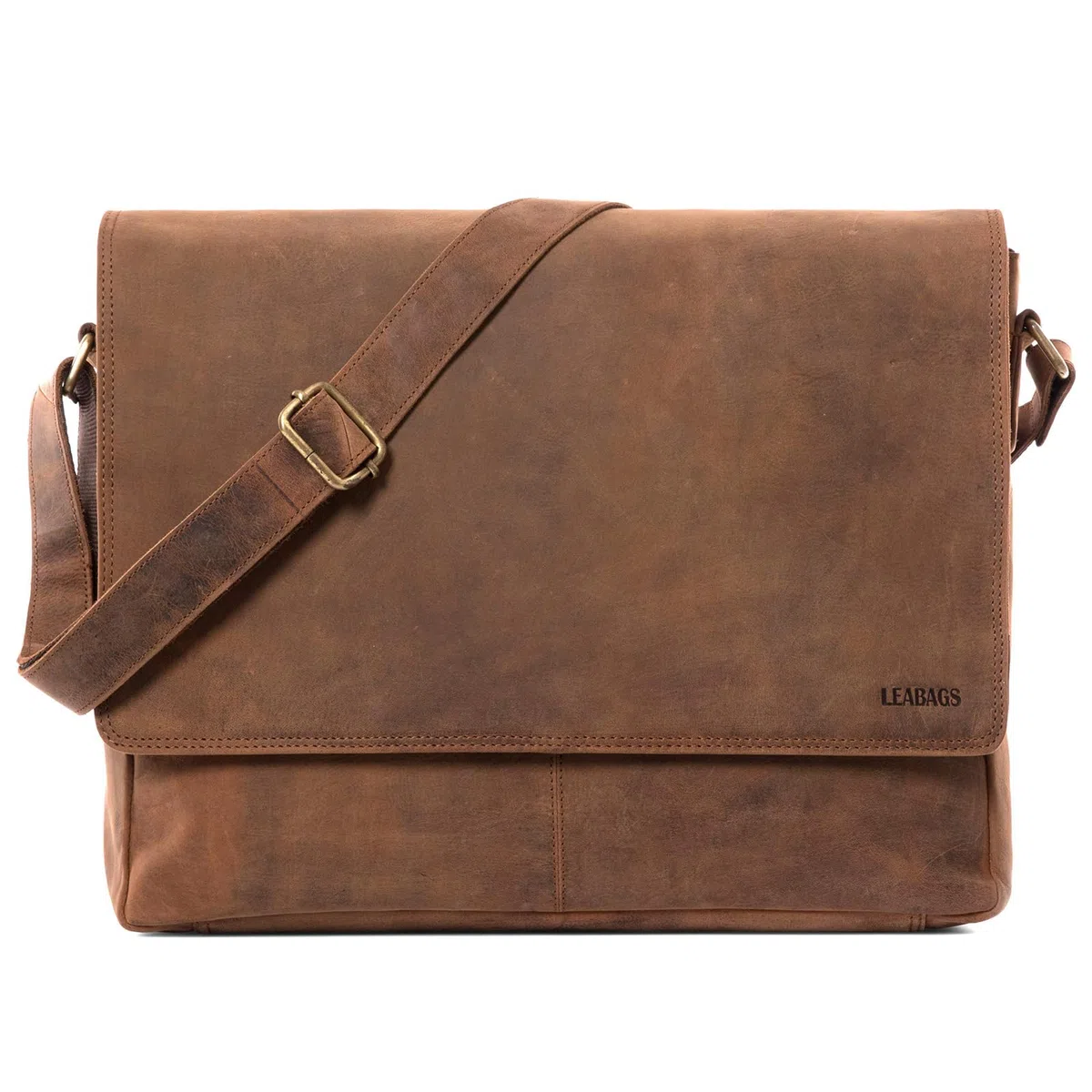 LEABAGS Oxford Laptoptasche Leder 15 Zoll Messenger Bag Echtleder 38x31x10 cm