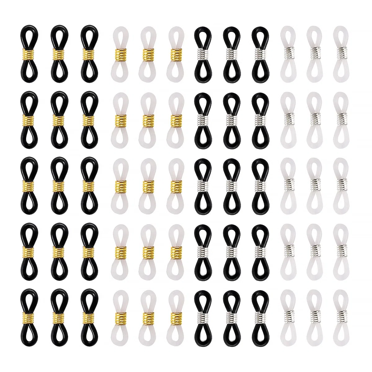 Sliverdew 100 Stück Brillenkette Verbindung, Brillenkettenhalter Silikon Brillenkettenverbinder