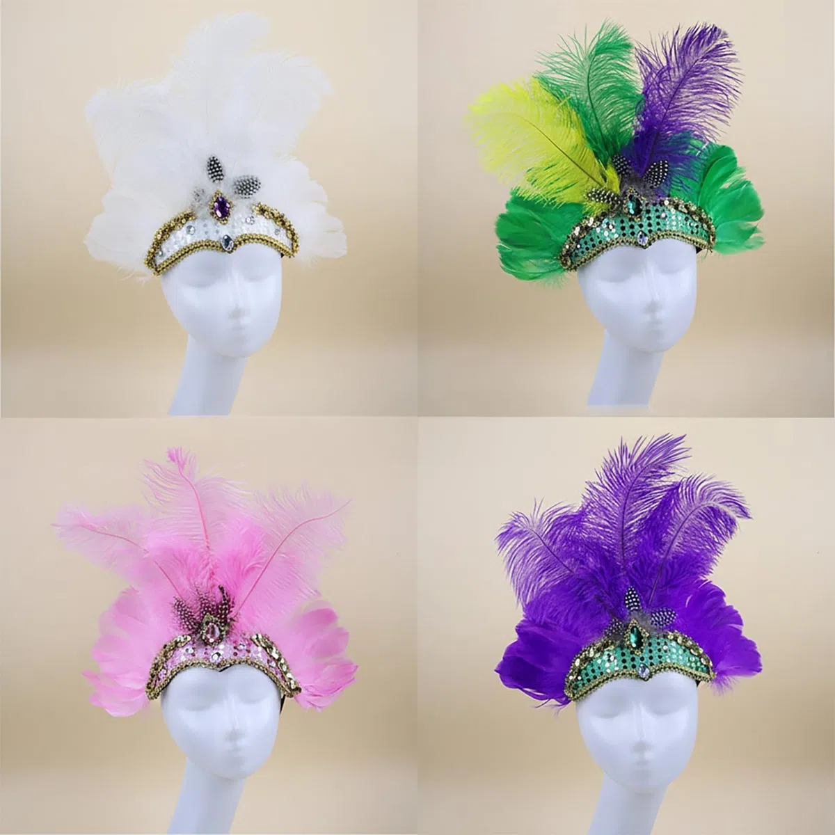 Samba Kopfschmuck Federschmuck Rio Bahia Federkopfschmuck Brasilien Feder Kopf Schmuck Burlesque Haarband Kostüm Accessoires Hippie Kleidung Damen