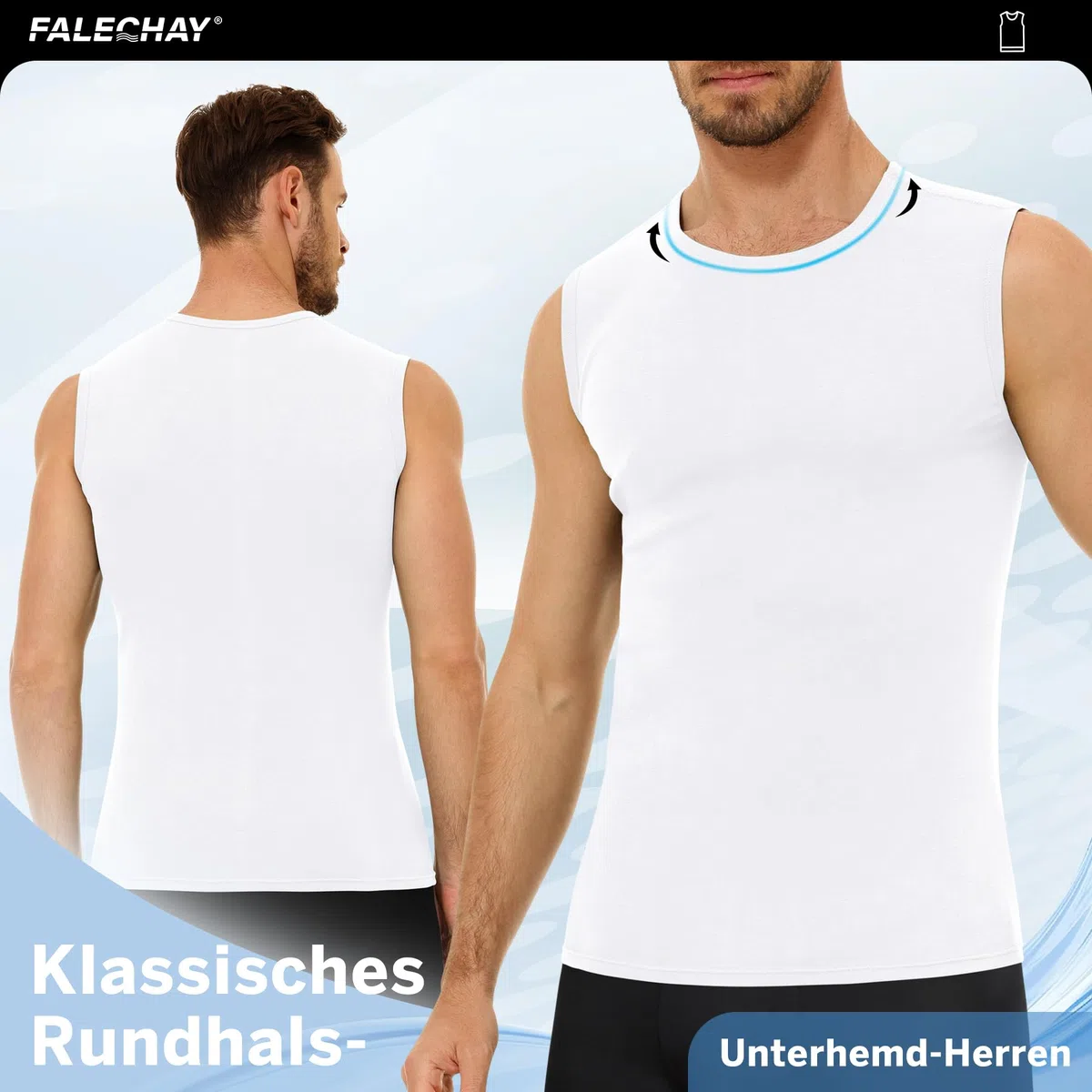 Falechay 3er Pack Unterhemd Herren 100% Gekämmte Baumwolle Tank Top Herren Ärmelloses Unterhemden