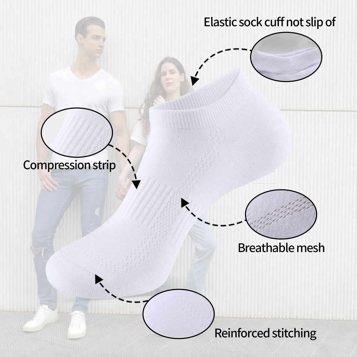 Bambus Sneaker Socken Damen 39-42 35-38, 10 Paar Atmungsaktive Sportsocken, Kurze Laufsocken Herren 43-46