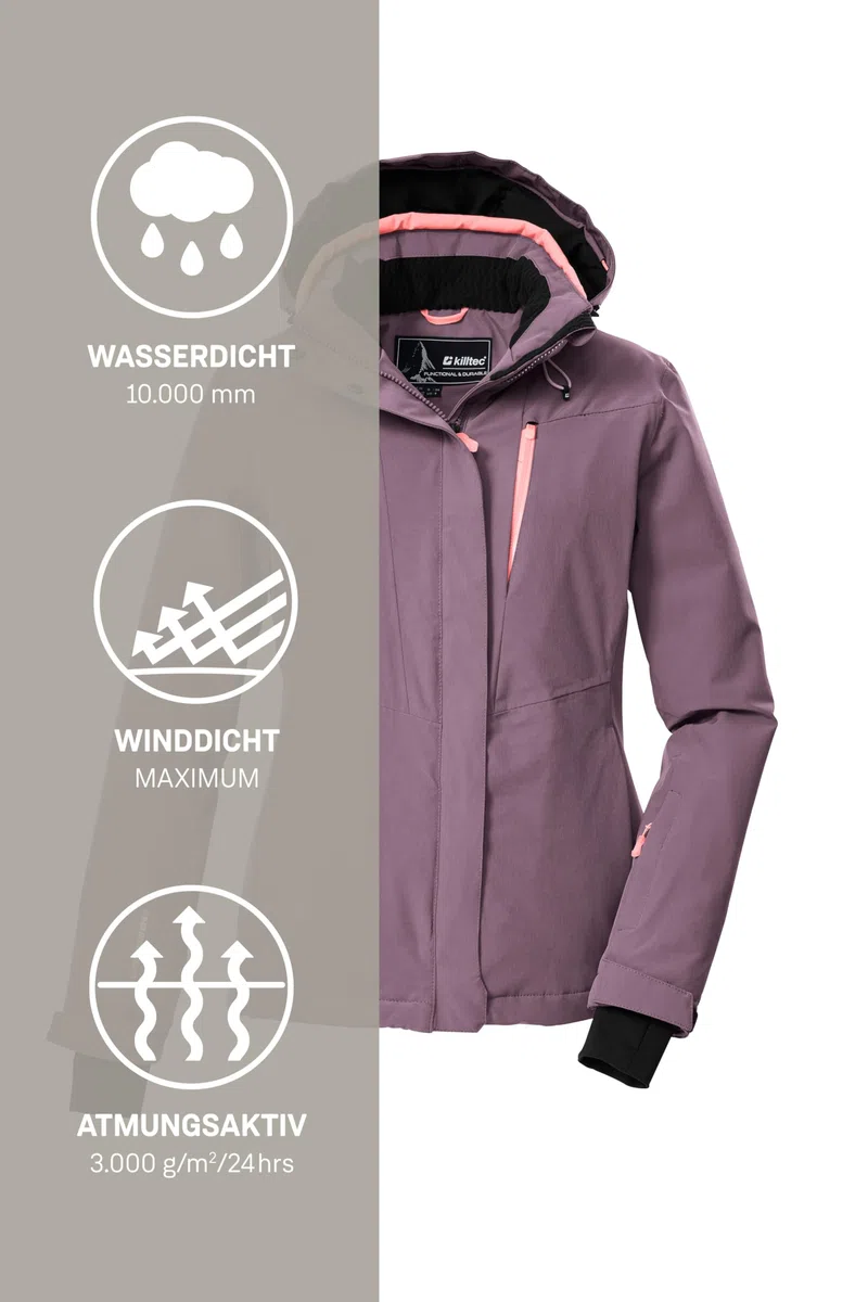 Killtec Damen Ksw 25 Wmn Ski Jckt Skijacke/Funktionsjacke mit abzippbarer Kapuze und Schneefang