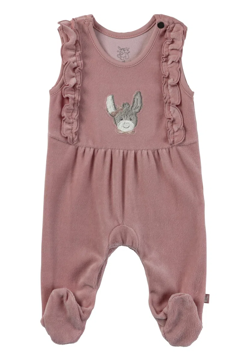 Sterntaler Strampler Set Emmi Girl - Baby Strampler aus Nicki mit Esel Emmi Girl Applikation - Langarm Shirt Jersey - Drucknöpfe im Schritt - bequemer Mädchen Zweiteiler ab Geburt
