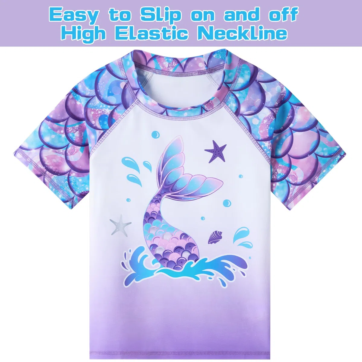 WAWSAM Mädchen Badeanzug Bademode Schwimmen 2 Stück Kinder Uv-Schutz Badeanzug Bade-Set Trunk und Rashguard