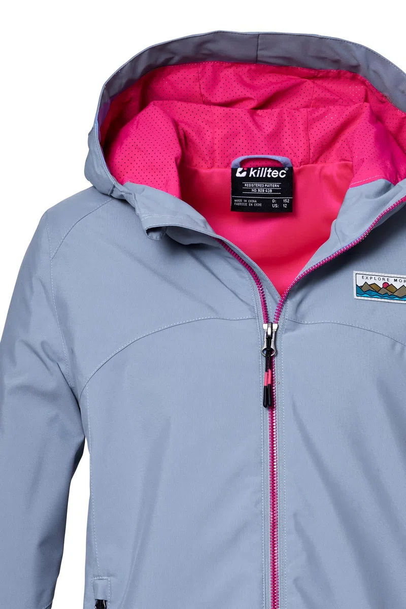 Killtec Mädchen Kos 146 Grls Jckt Funktionsjacke ist wasserdicht/Regenjacke mit Kapuze