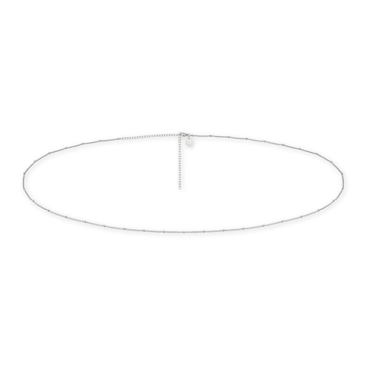 Bauchkette - verstellbare Kette mit kleinen Perlen Dots (78-93cm) in Silber I Wasserfeste Körperkette für Damen I Hautverträgliche Body Chain