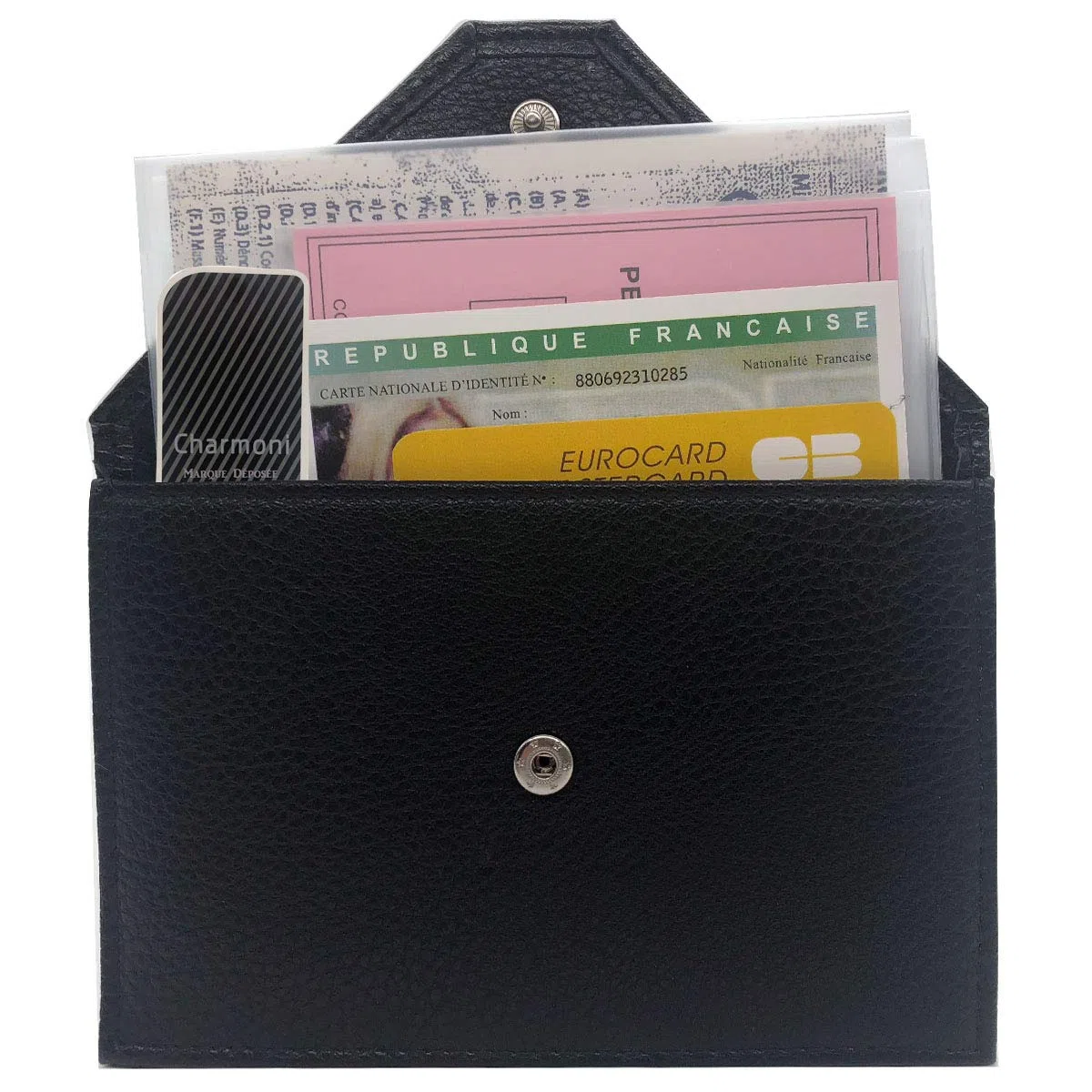 Charmoni - Darcy – Brieftasche mit Klappdeckel für Autopapierhalter – die Graukarte – Führerschein – Ausweis – aus Rindsleder – 11 cm x 15 cm