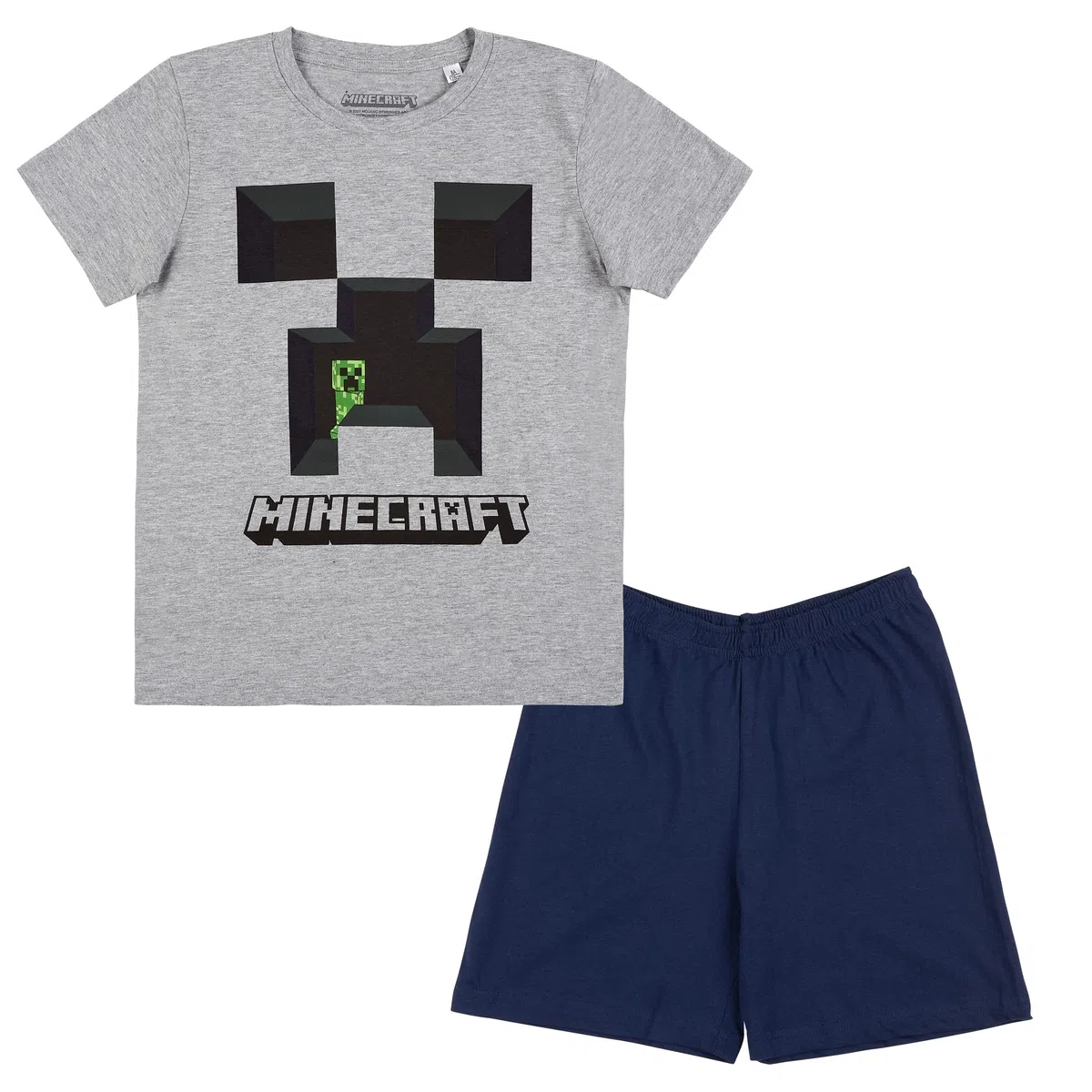 Minecraft Kinder Pyjama kurzer Schlafanzug Creeper Design Comfort Fit Größe 116 bis 152