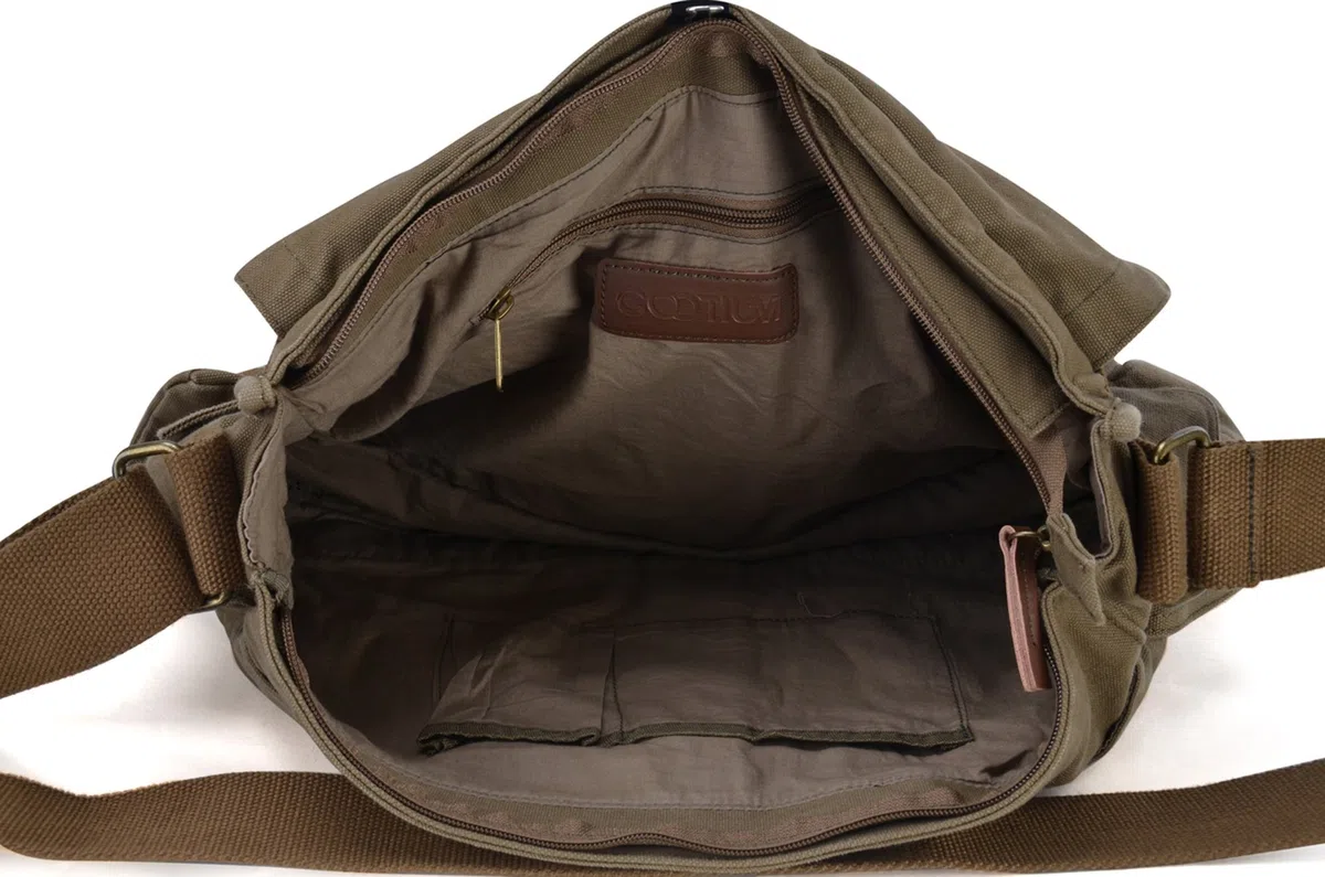 Gootium Canvas Shoulder Bag Vintage Cross Body Messenger Bag Mens Satchel 15.6