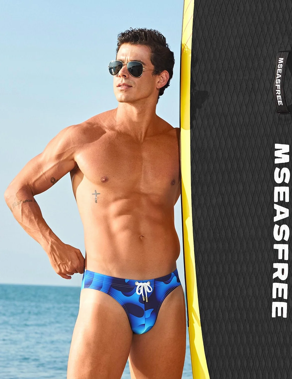 Badeslip Herren Eng Badehose Slip Kurz mit Tunnelzug Elastische Schnelltrocknende Badehose Slip Schwimmhose Badeshorts Männer