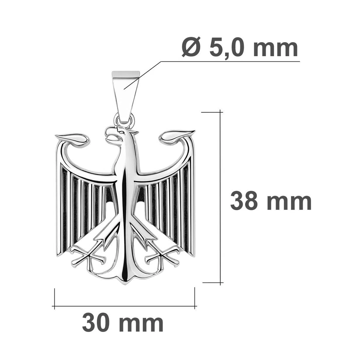 Soul-Cats Halskette mit Bundesadler Anhänger aus 316L Edelstahl, handpoliert, in Silber oder Gold, verschiedene Ketten & Längen 55–70 cm, Geschenkverpackung