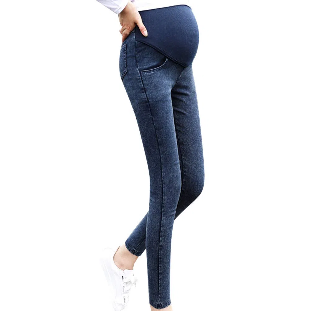 Super Elastisch Umstandsjeans, Denim Leggings für Schwangerschaft Damen Schwangerschaftsjeans Slim Umstands-Jeans Jeggins, Lange Hose für Damen, Umstandsmode, Hoher Bund