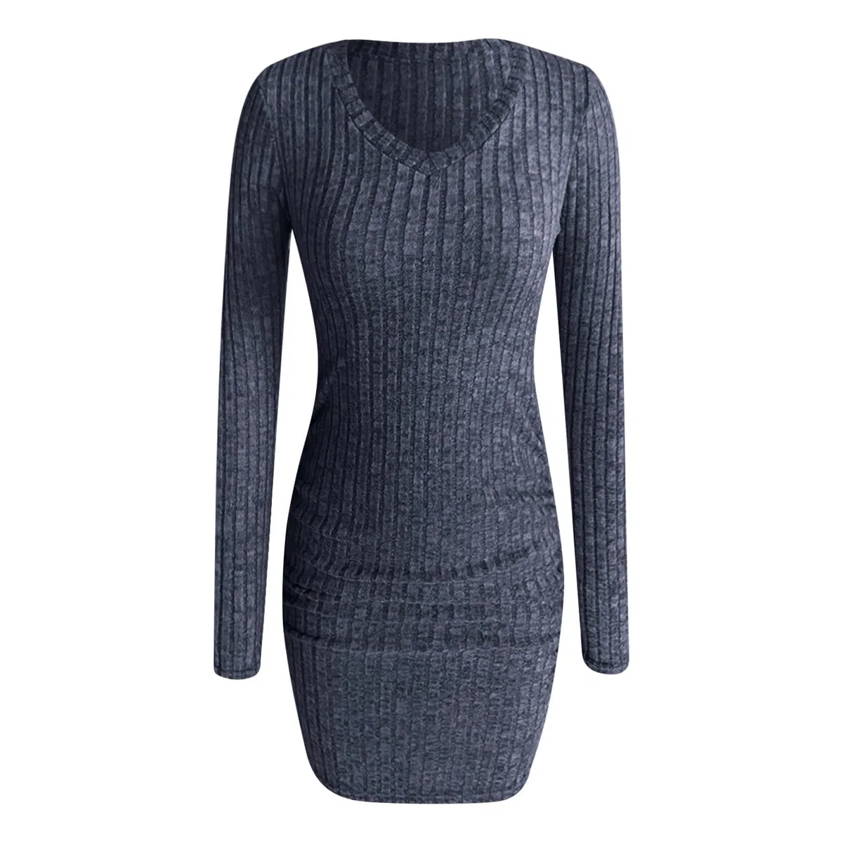 Pulloverkleid Damen Winter Langarm V-Ausschnitt Strickkleid Bodycon Kleid Enges Kleid Herbst Elegant Freizeitkleid Stretch Bleistiftkleid Minikleid Sweater Strickpullover Partykleid